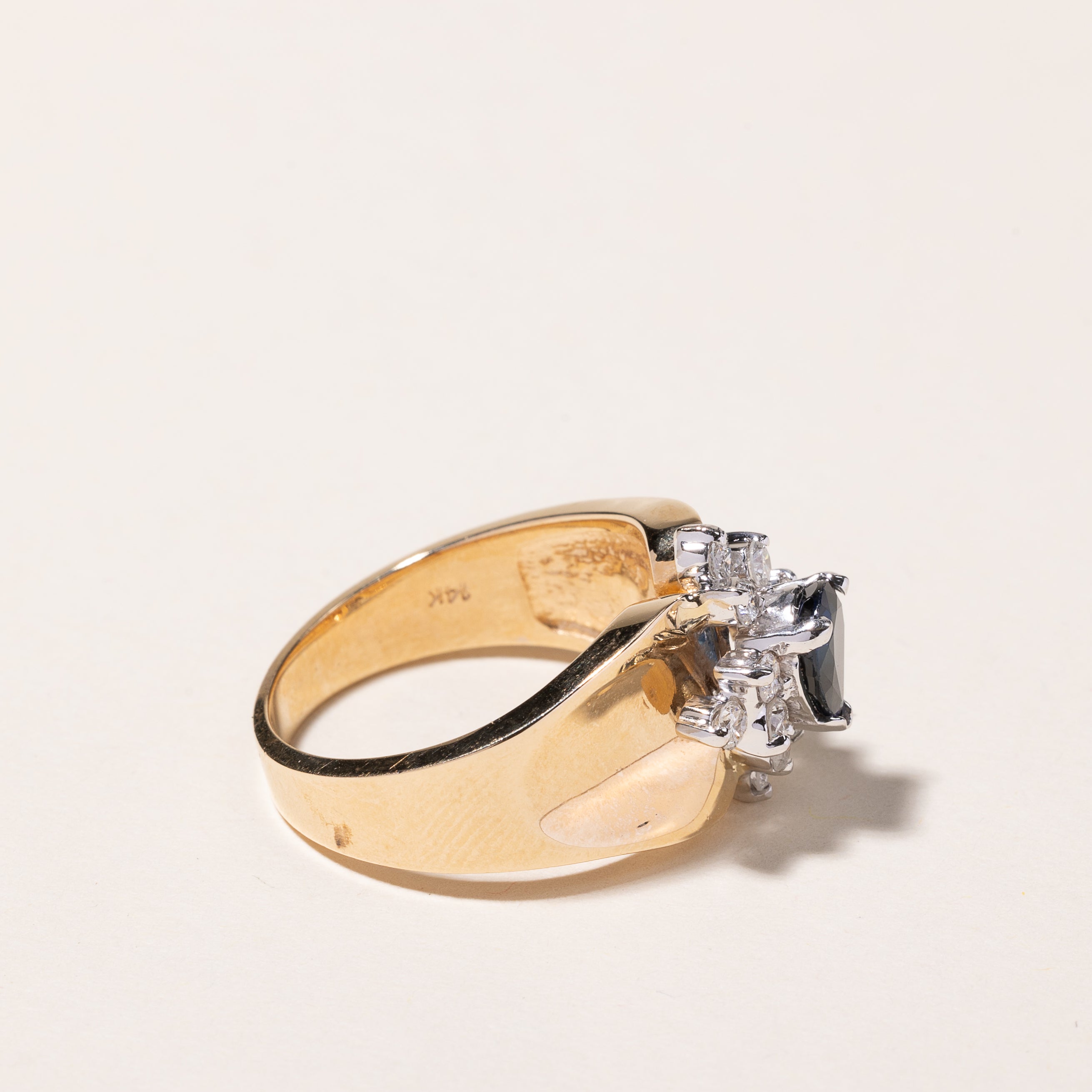 14k Yellow Gold Sapphire & Diamond Ring | 0.90ctw, 0.45ctw | SZ 7.25