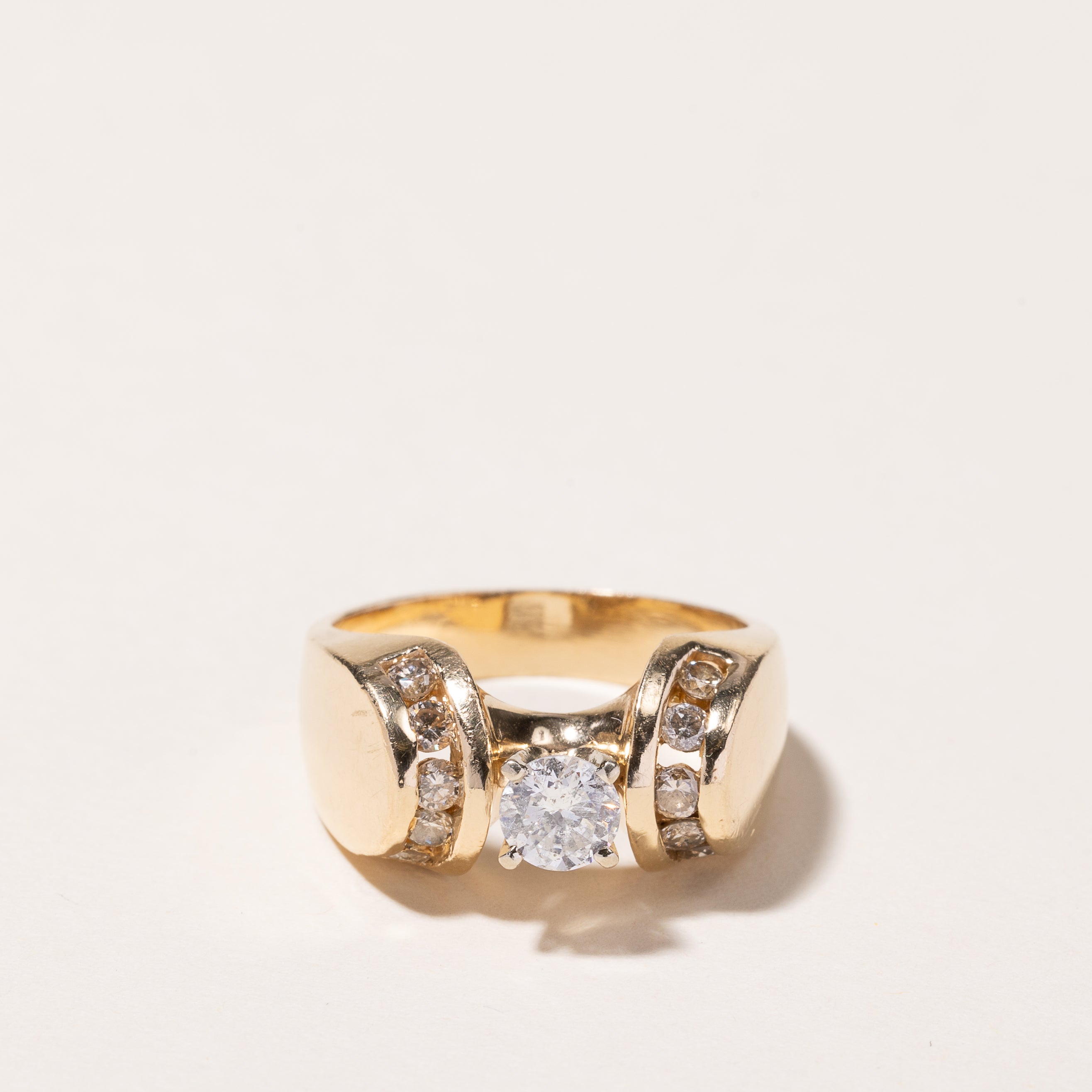 14k Yellow Gold High Set Diamond Engagement Ring | 0.83ctw | SZ 6.5