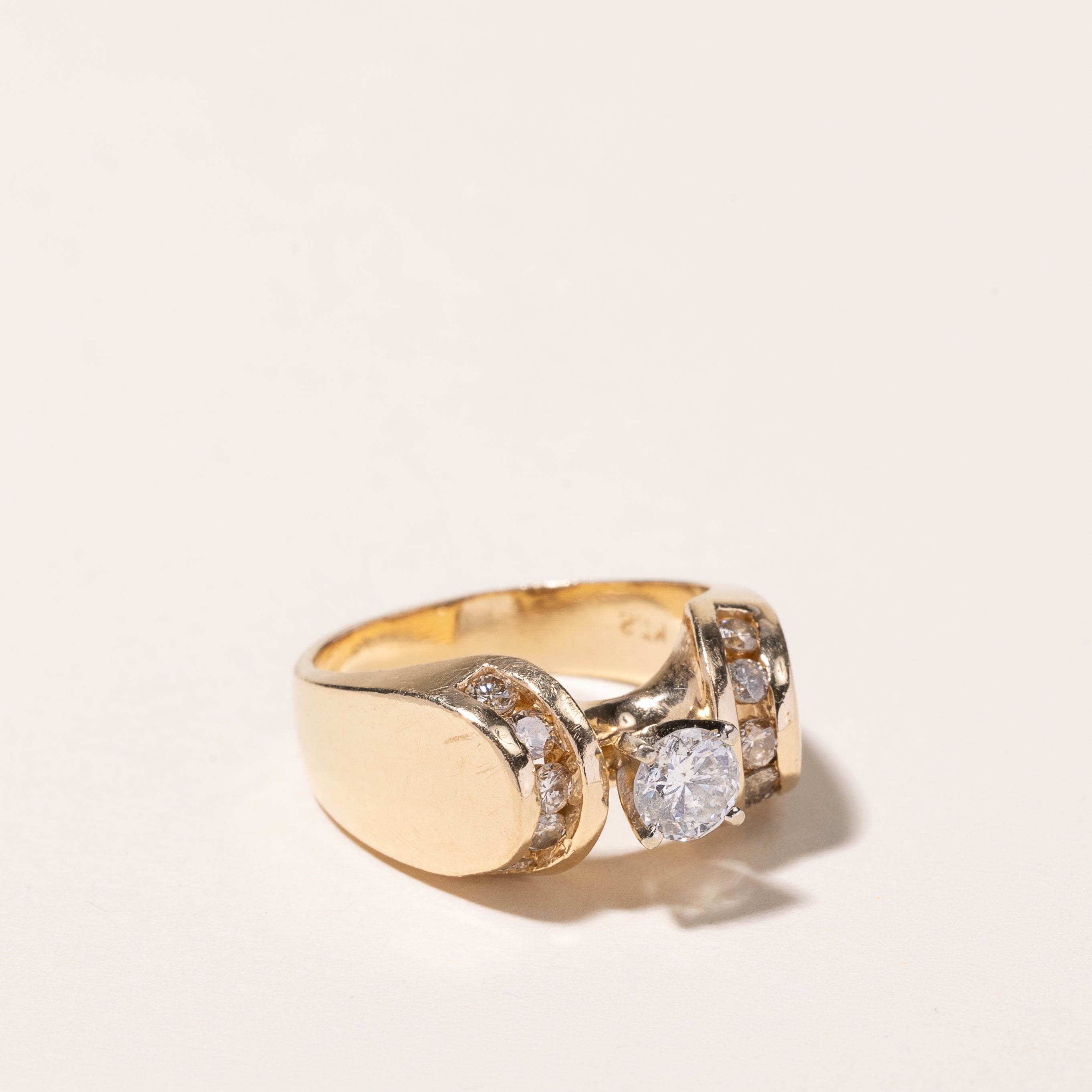 14k Yellow Gold High Set Diamond Engagement Ring | 0.83ctw | SZ 6.5