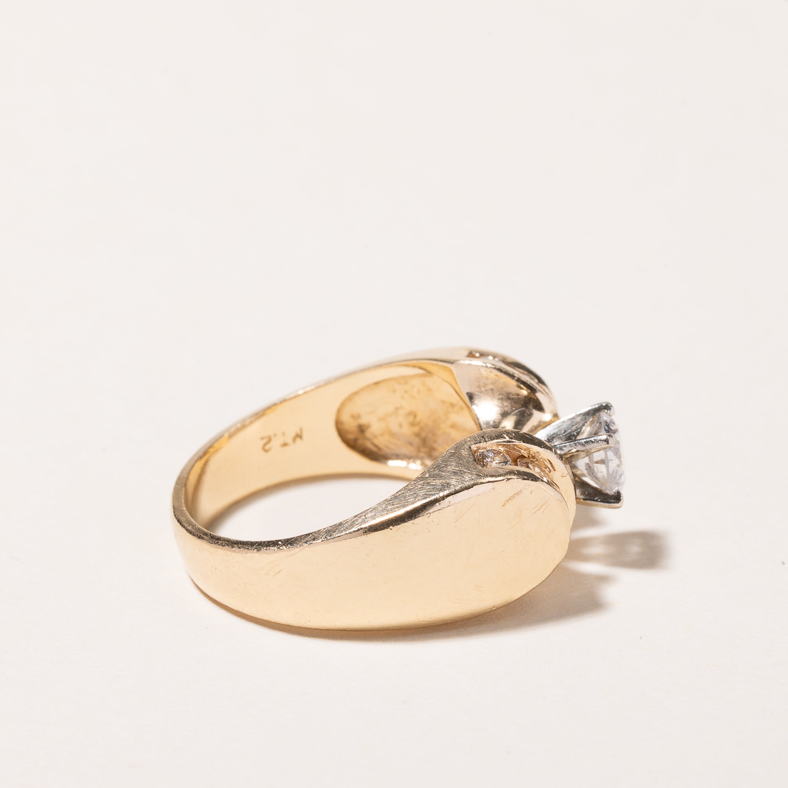 14k Yellow Gold High Set Diamond Engagement Ring | 0.83ctw | SZ 6.5