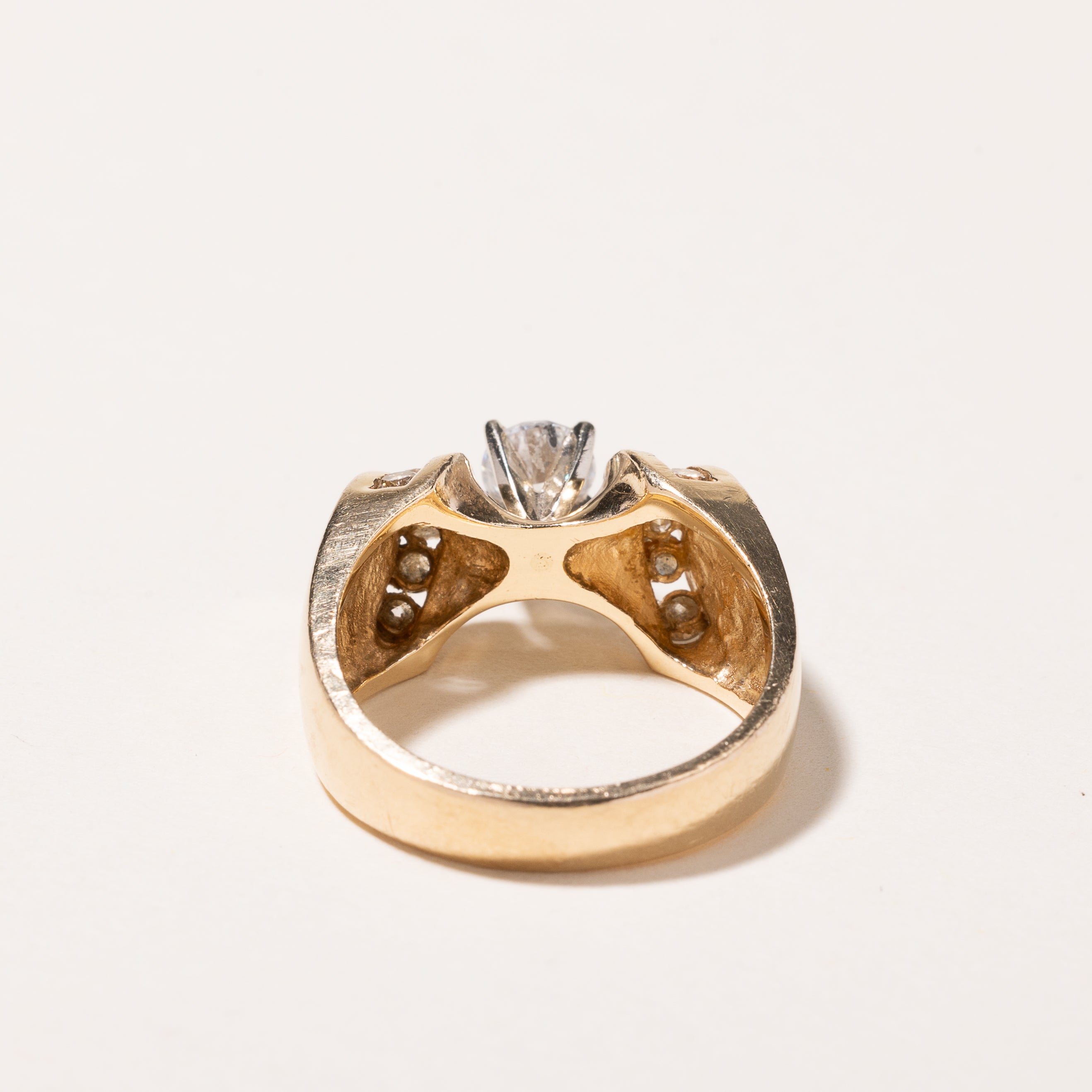 14k Yellow Gold High Set Diamond Engagement Ring | 0.83ctw | SZ 6.5