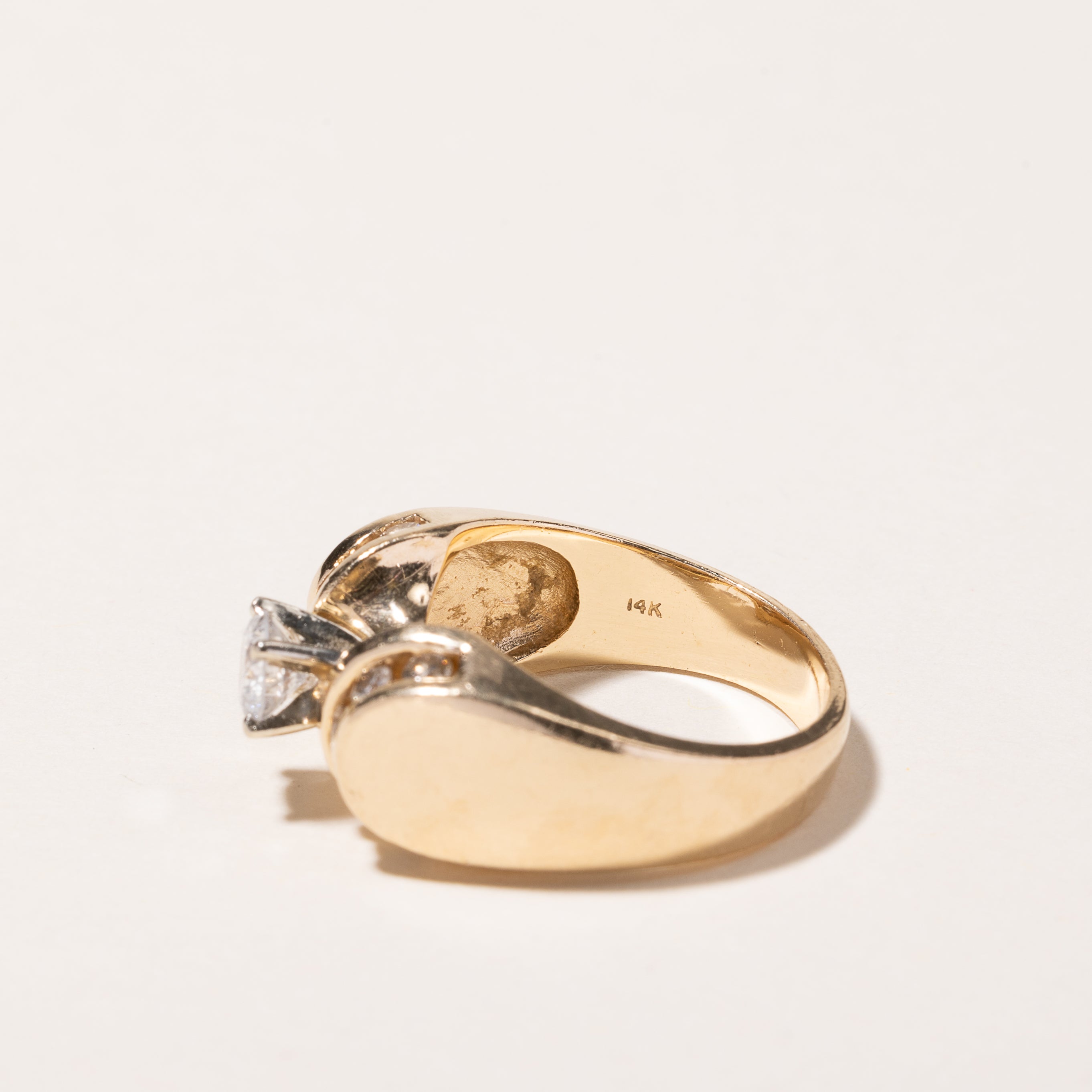 14k Yellow Gold High Set Diamond Engagement Ring | 0.83ctw | SZ 6.5