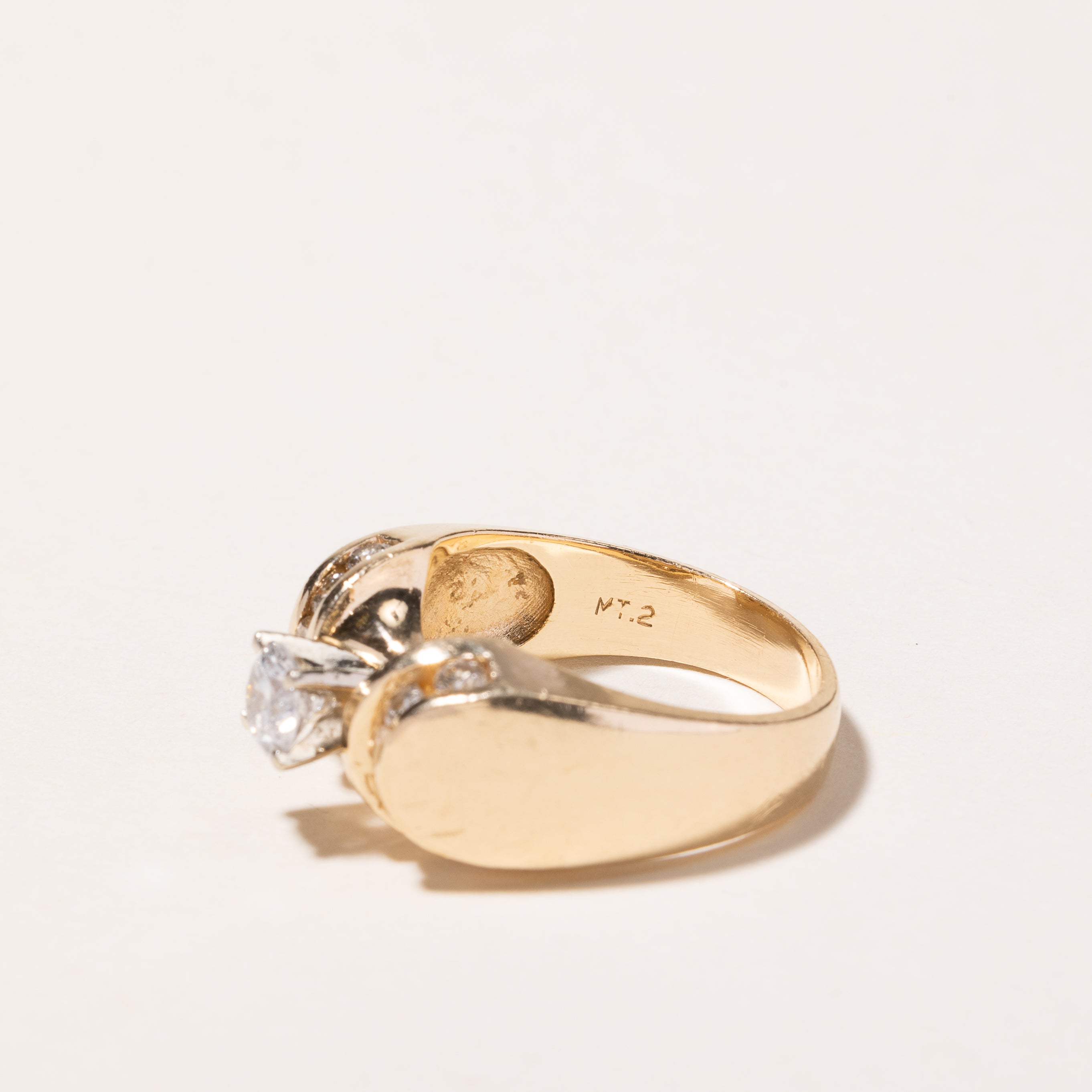 14k Yellow Gold High Set Diamond Engagement Ring | 0.83ctw | SZ 6.5