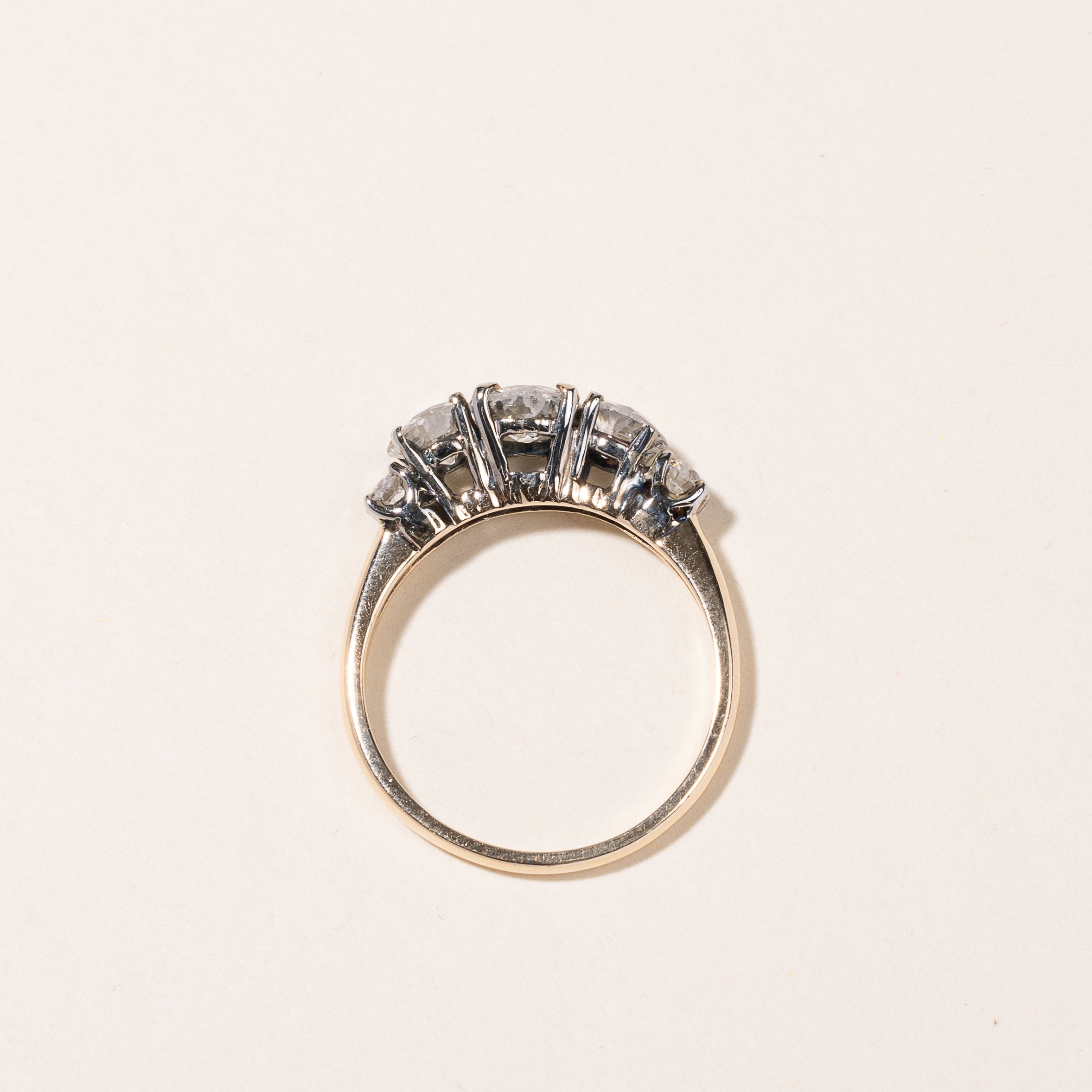 14k-18k Yellow Gold Three Stone Diamond Engagement Ring | 1.48ctw | SZ 7.25