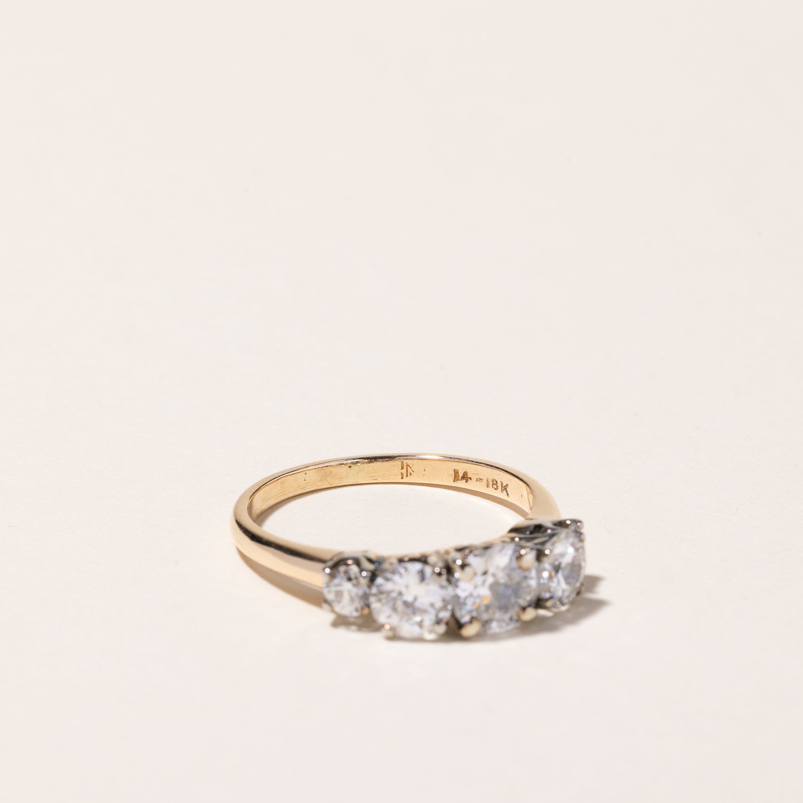 14k-18k Yellow Gold Three Stone Diamond Engagement Ring | 1.48ctw | SZ 7.25