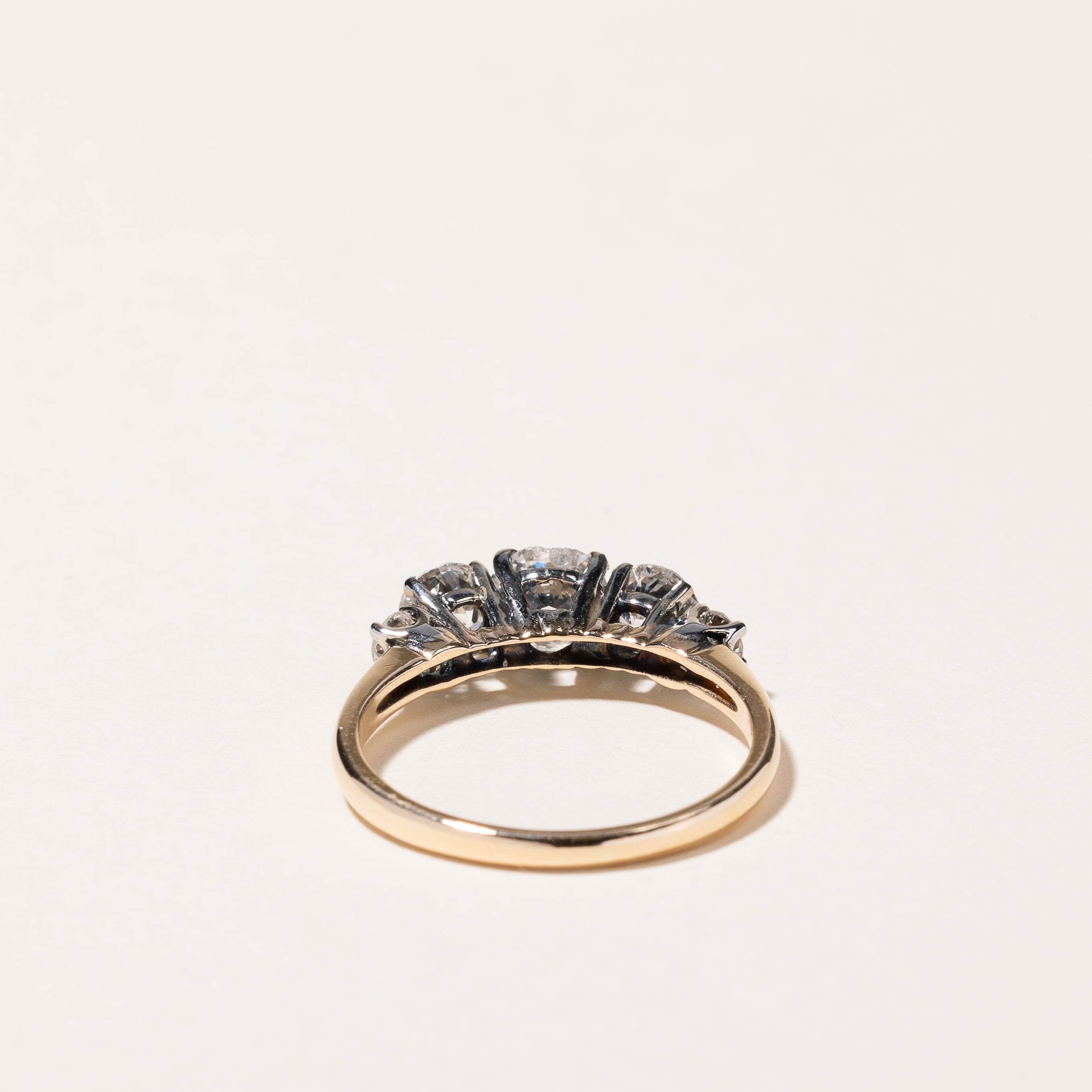 14k-18k Yellow Gold Three Stone Diamond Engagement Ring | 1.48ctw | SZ 7.25