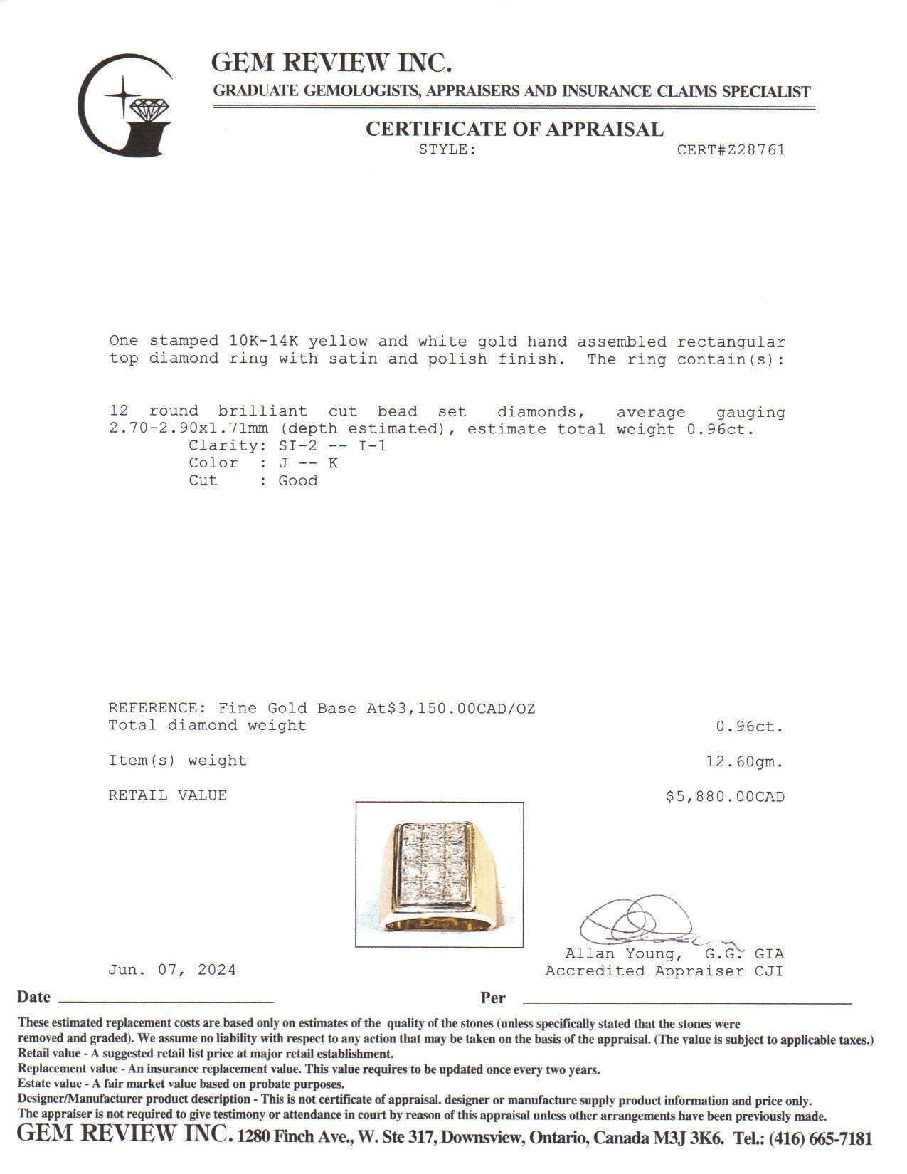 10k-14k Yellow Gold Diamond Signet Ring | 0.96ctw | SZ 8