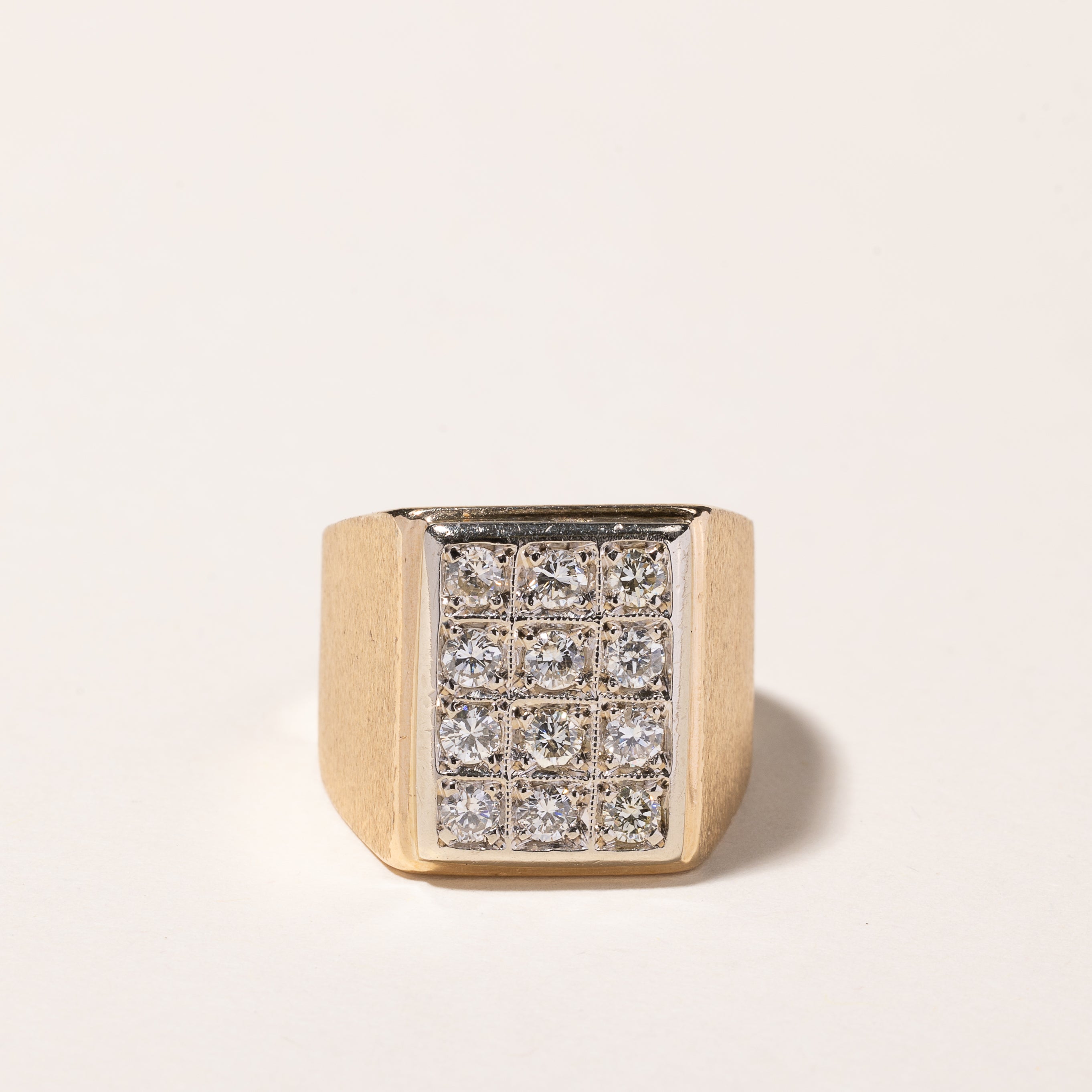 10k-14k Yellow Gold Diamond Signet Ring | 0.96ctw | SZ 8