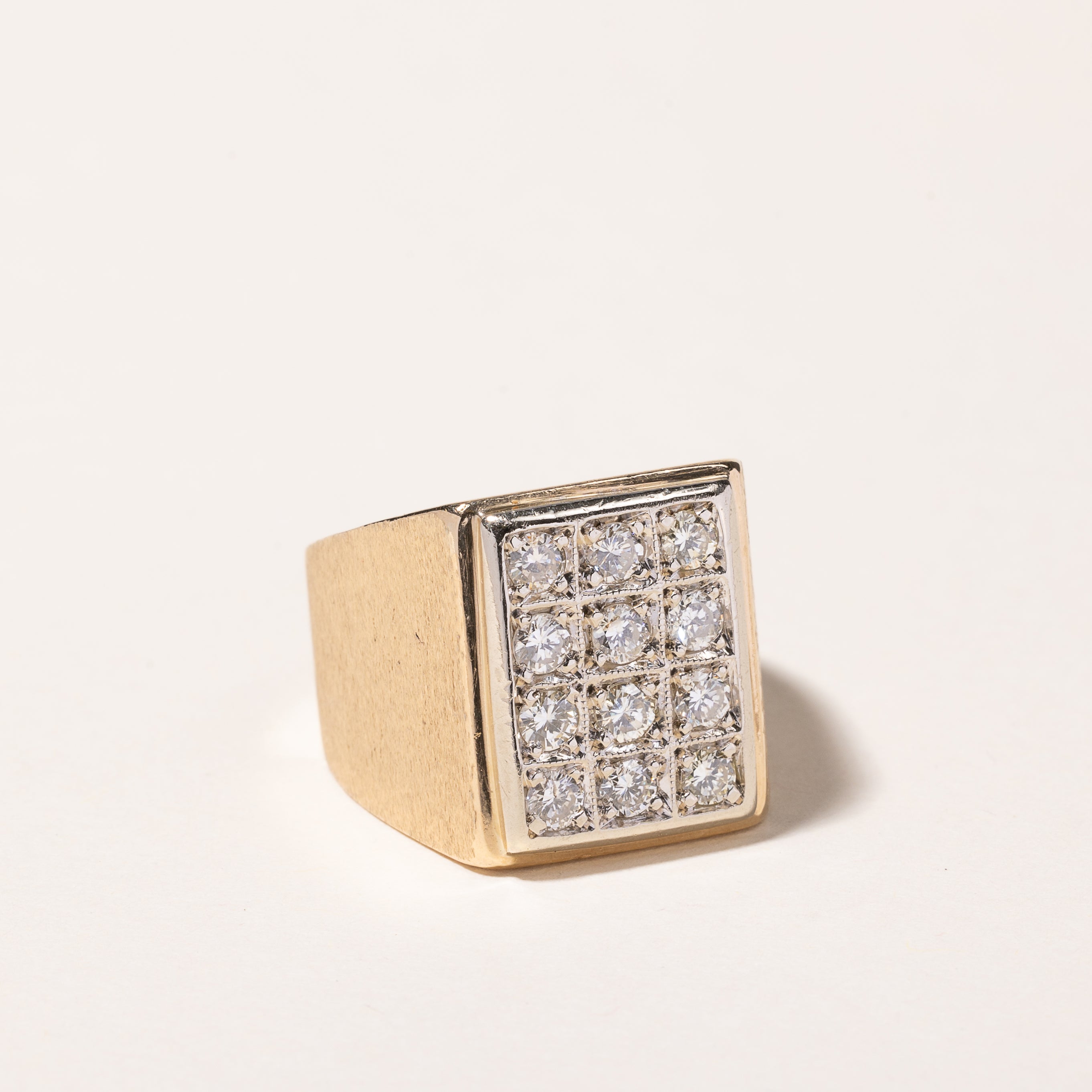 10k-14k Yellow Gold Diamond Signet Ring | 0.96ctw | SZ 8