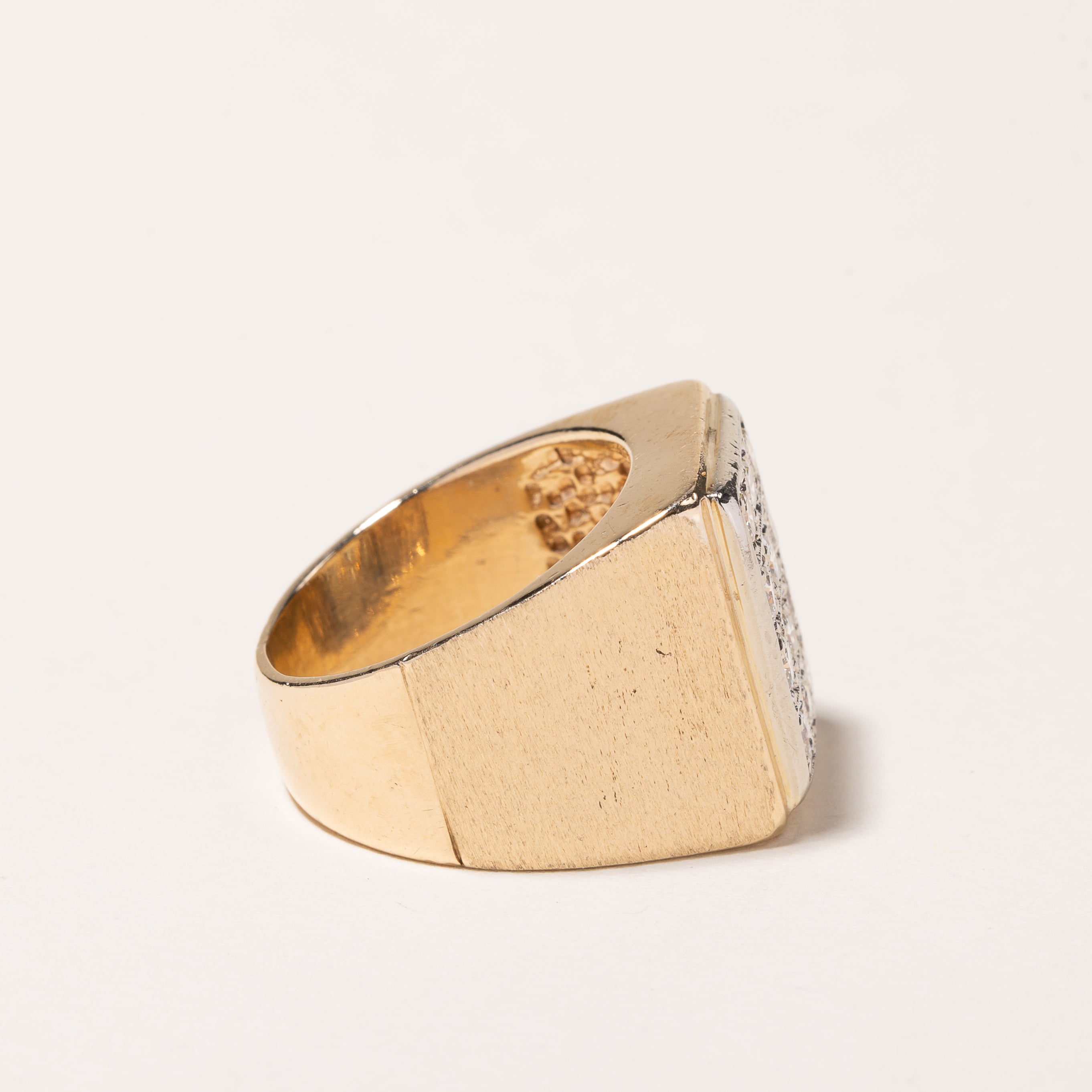 10k-14k Yellow Gold Diamond Signet Ring | 0.96ctw | SZ 8