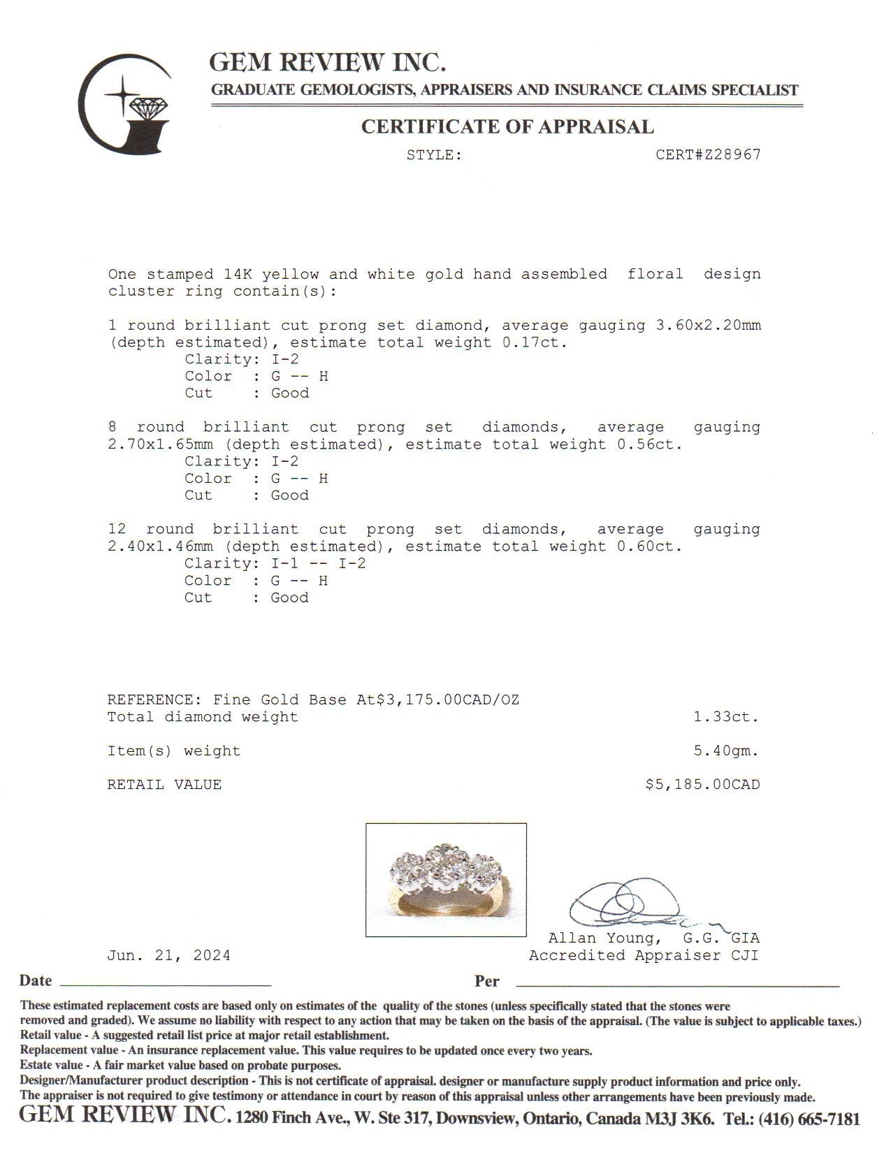 14k Yellow Gold Diamond Cluster Ring | 1.33ctw | SZ 8