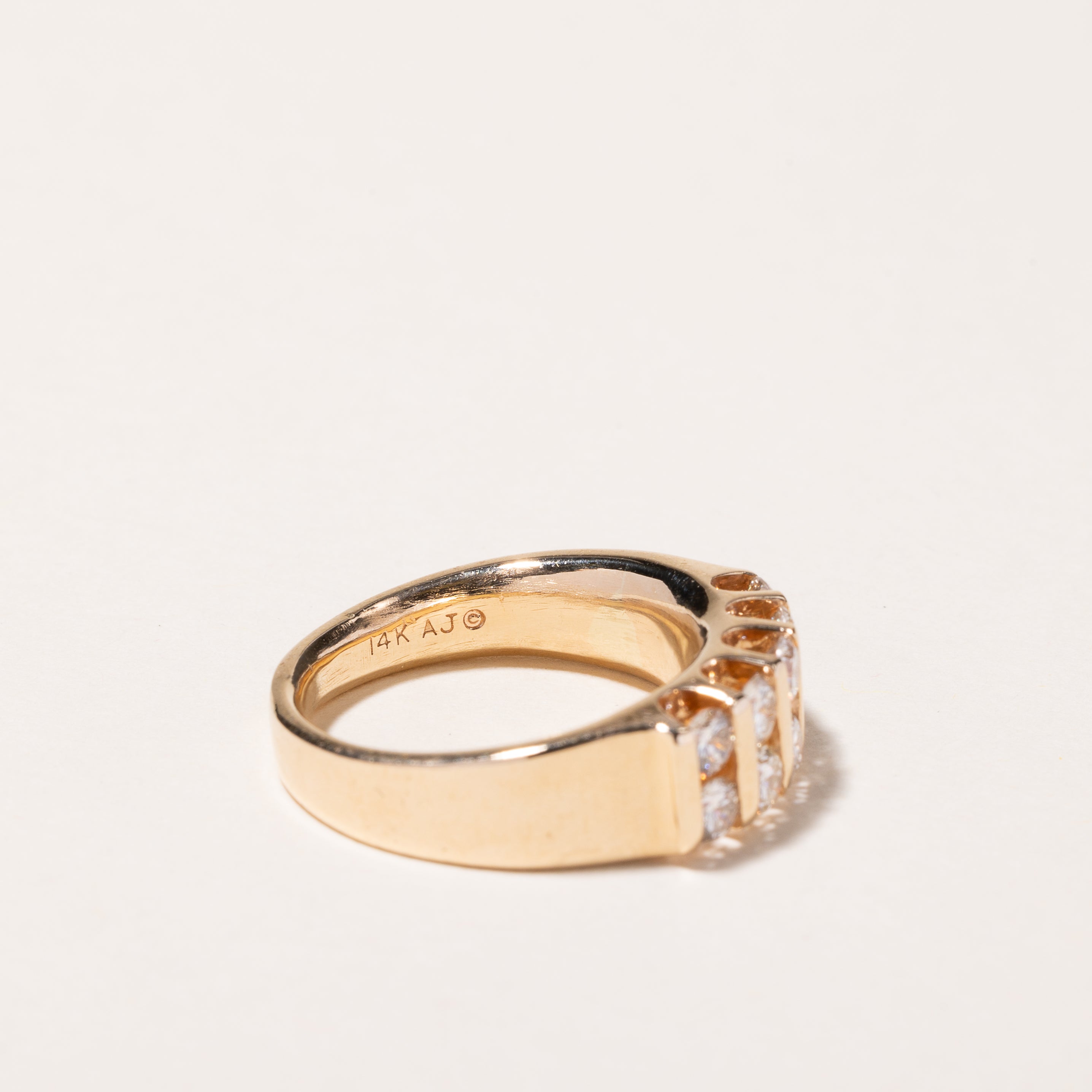 14k Yellow Gold Double Row Diamond Ring | 0.90ctw | SZ 5.75