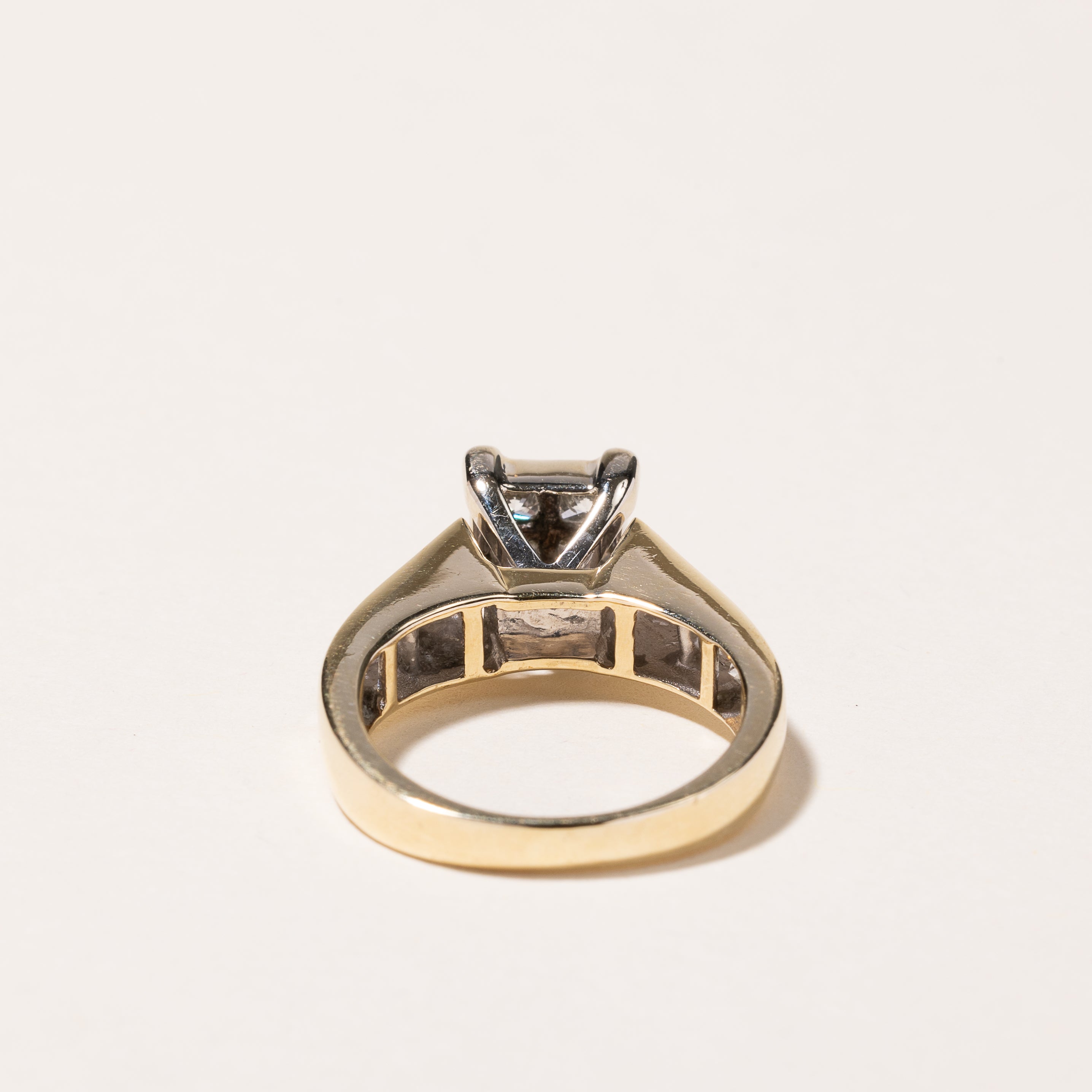 14k Yellow Gold Princess Cut Cluster Diamond Engagement Ring | 1.25ctw | SZ 5.5