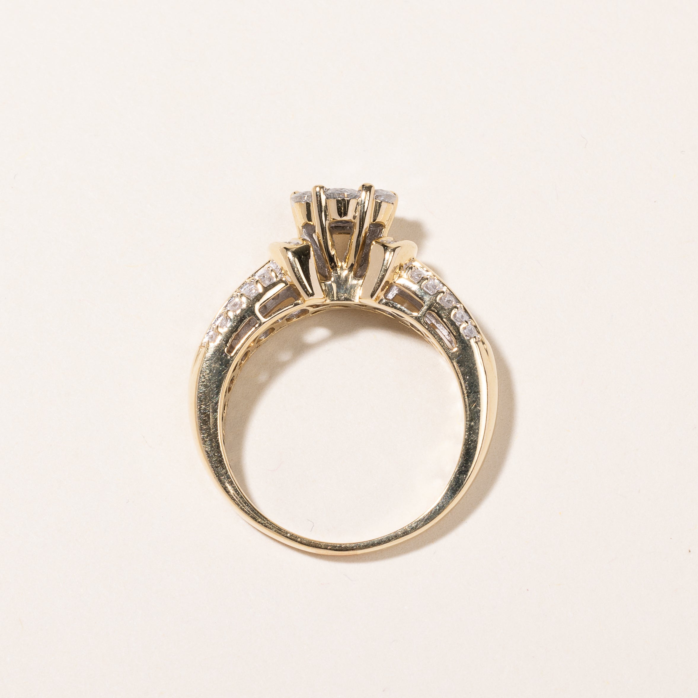 14k Yellow Gold Cluster Diamond Engagement Ring | 1.37ctw | SZ 8.5