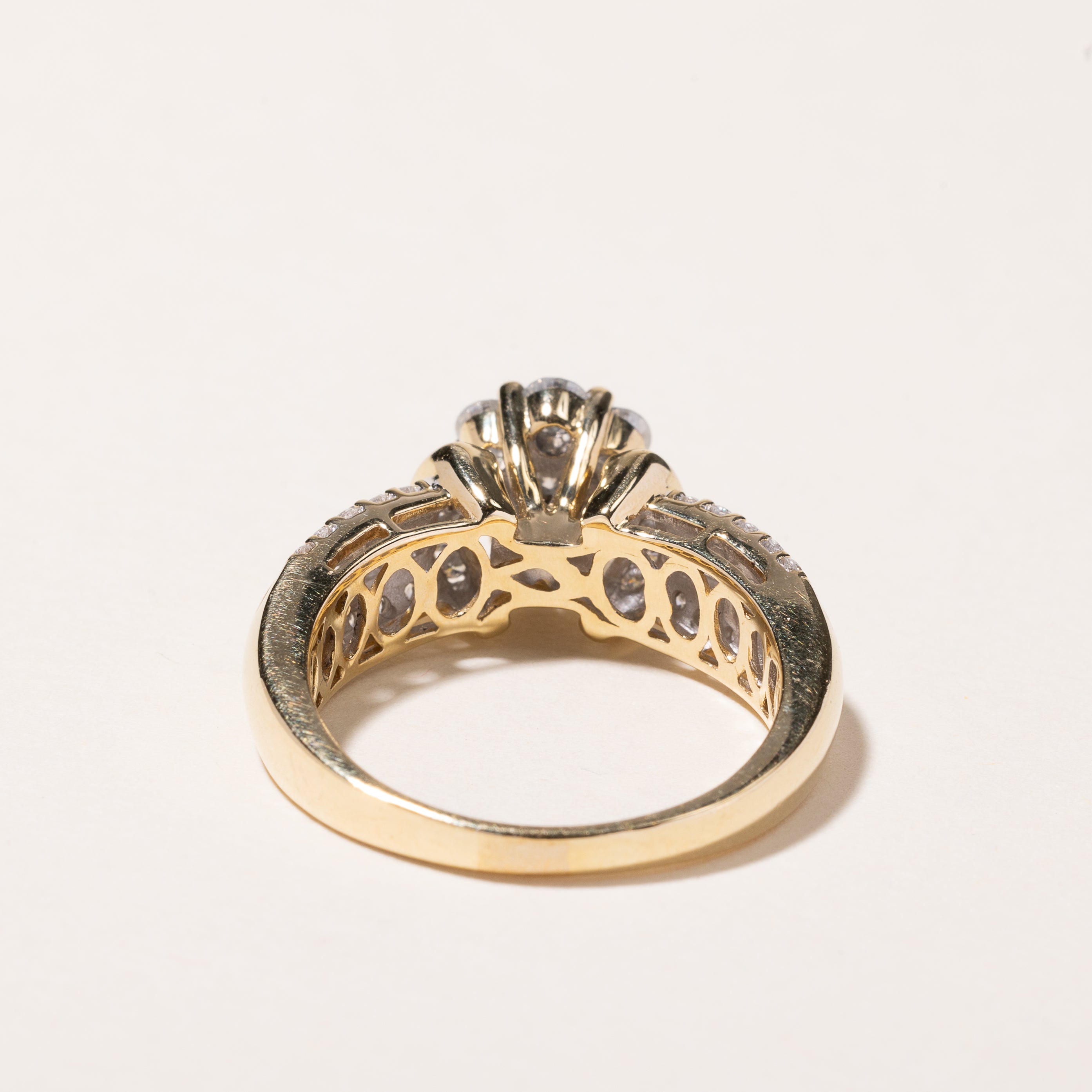 14k Yellow Gold Cluster Diamond Engagement Ring | 1.37ctw | SZ 8.5