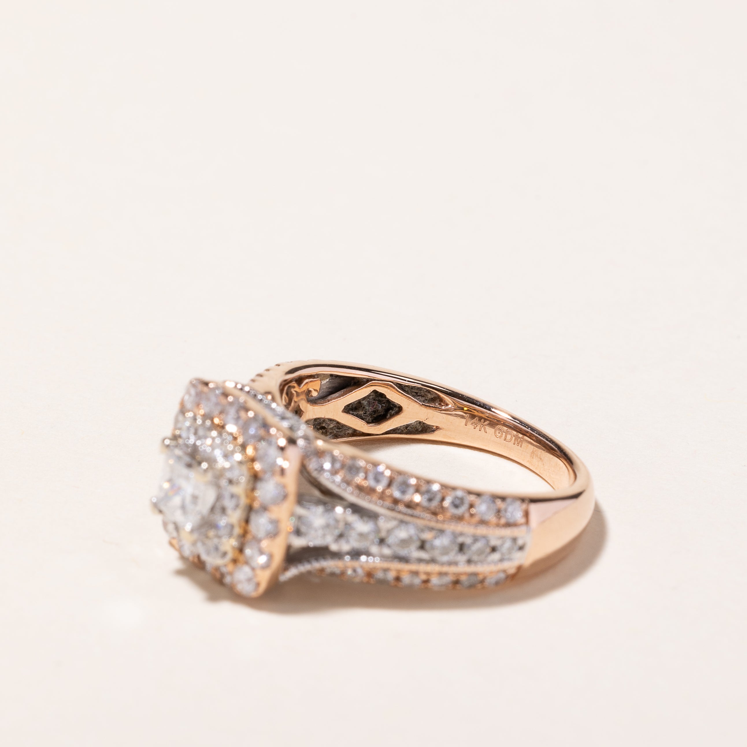 14k Rose Gold Diamond Engagement Ring | 1.38ctw | SZ 5.25