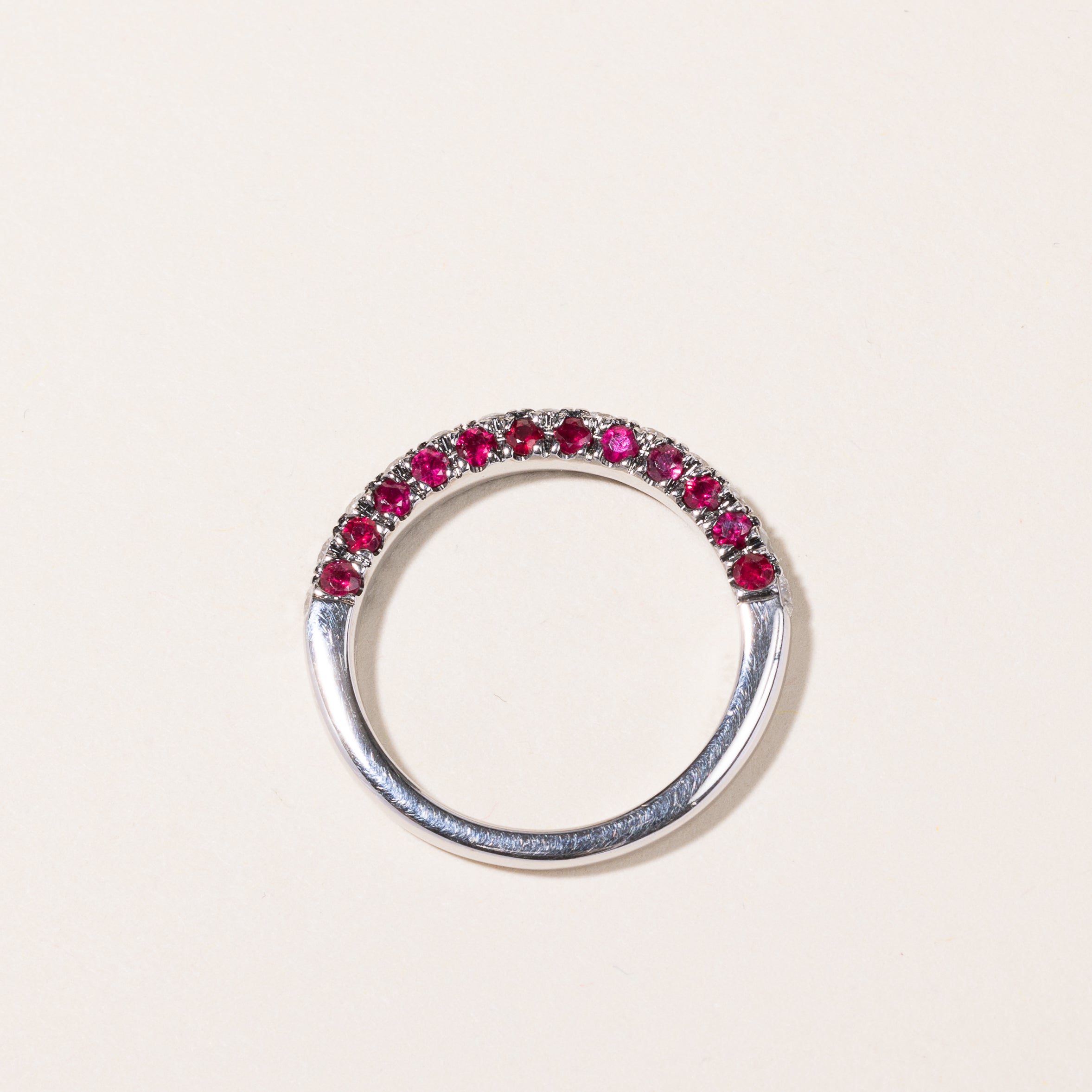 14k White Gold Ruby & Diamond Band | 1.04ctw, 0.62ctw | SZ 9