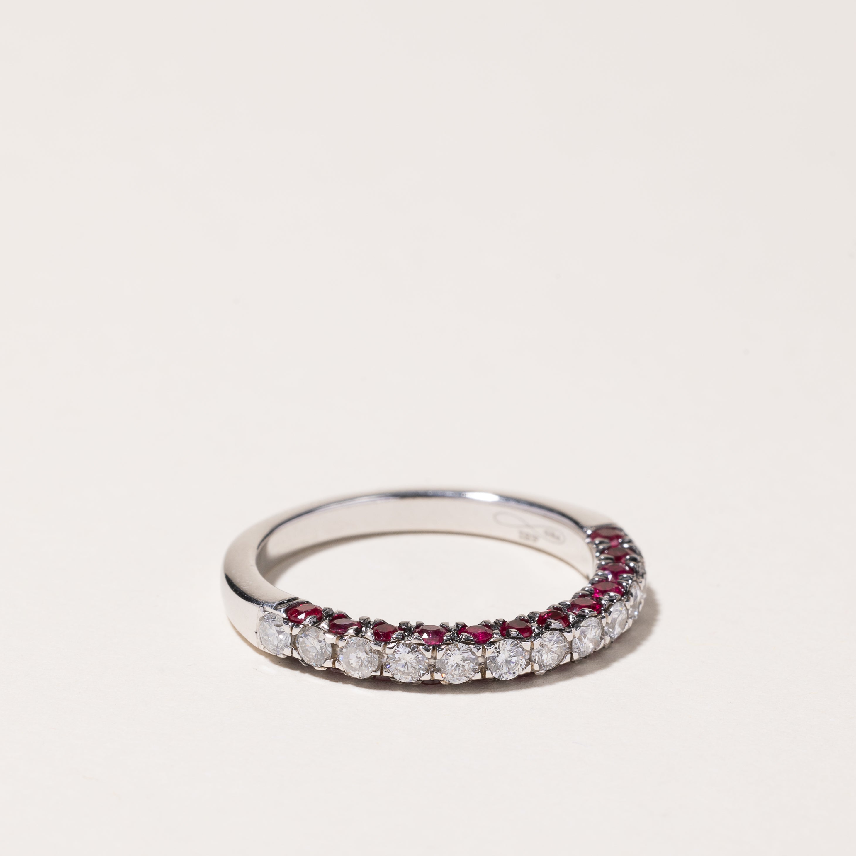14k White Gold Ruby & Diamond Band | 1.04ctw, 0.62ctw | SZ 9