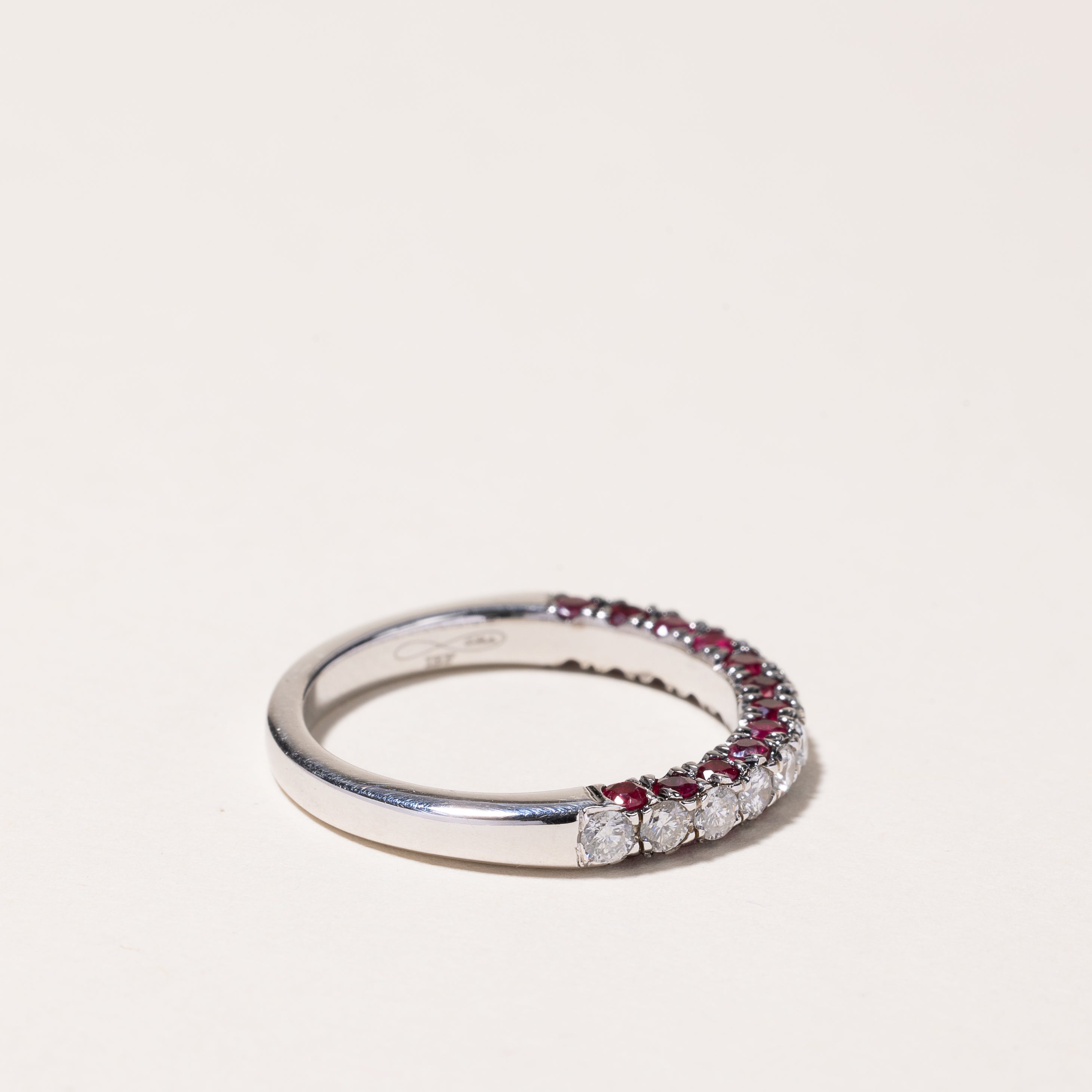 14k White Gold Ruby & Diamond Band | 1.04ctw, 0.62ctw | SZ 9