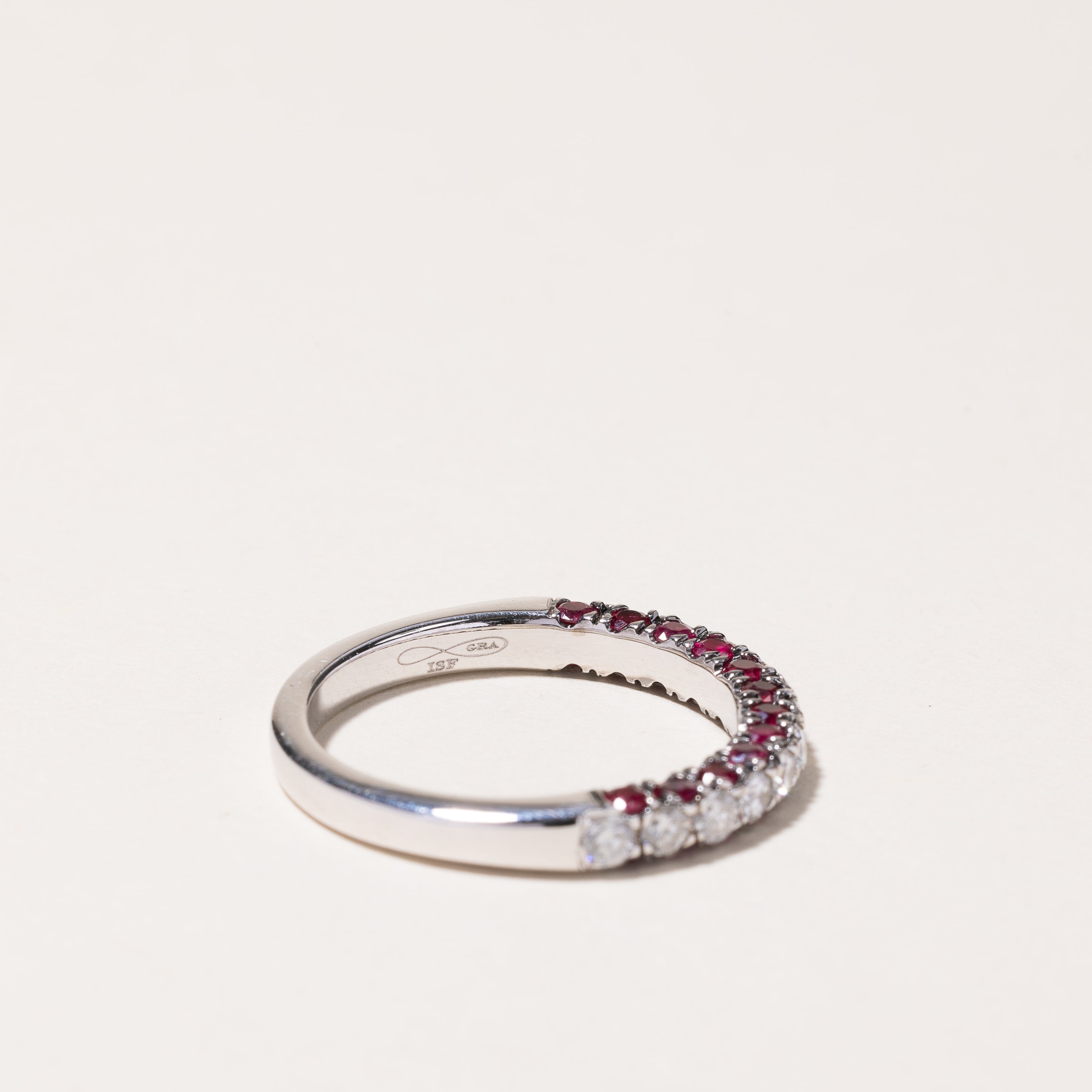 14k White Gold Ruby & Diamond Band | 1.04ctw, 0.62ctw | SZ 9