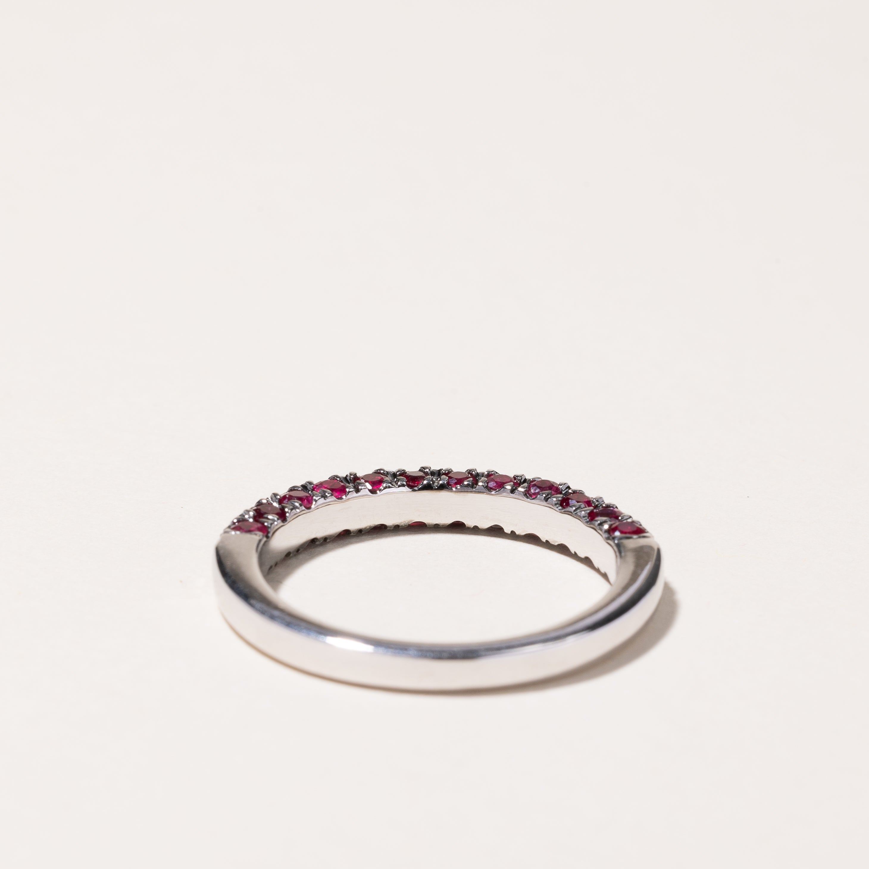 14k White Gold Ruby & Diamond Band | 1.04ctw, 0.62ctw | SZ 9