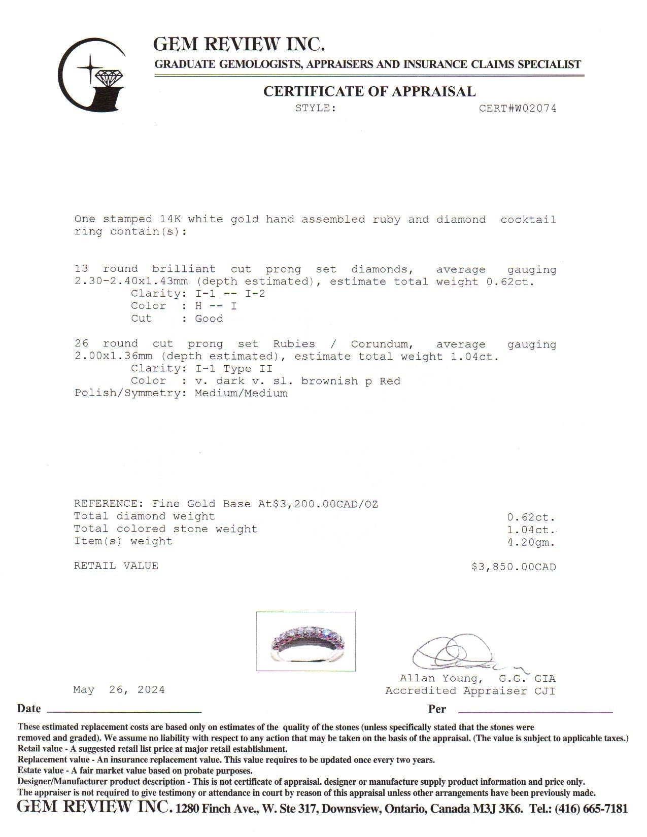 14k White Gold Ruby & Diamond Band | 1.04ctw, 0.62ctw | SZ 9