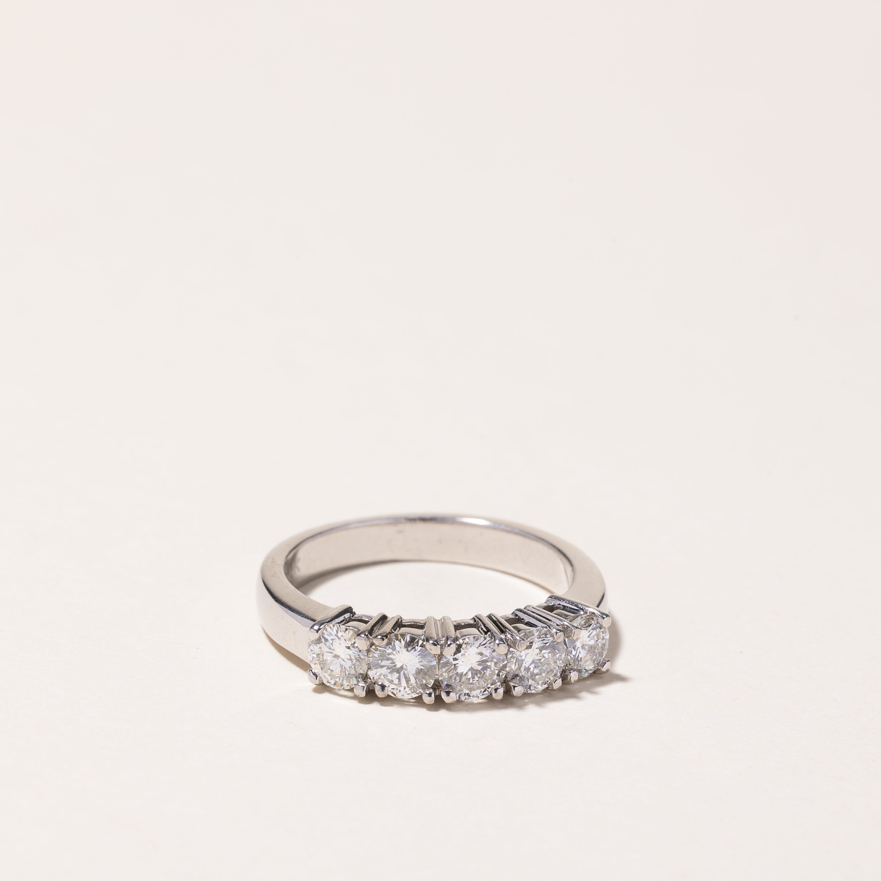 14k White Gold Five Stone Diamond Ring | 1.24ctw | SZ 6.5