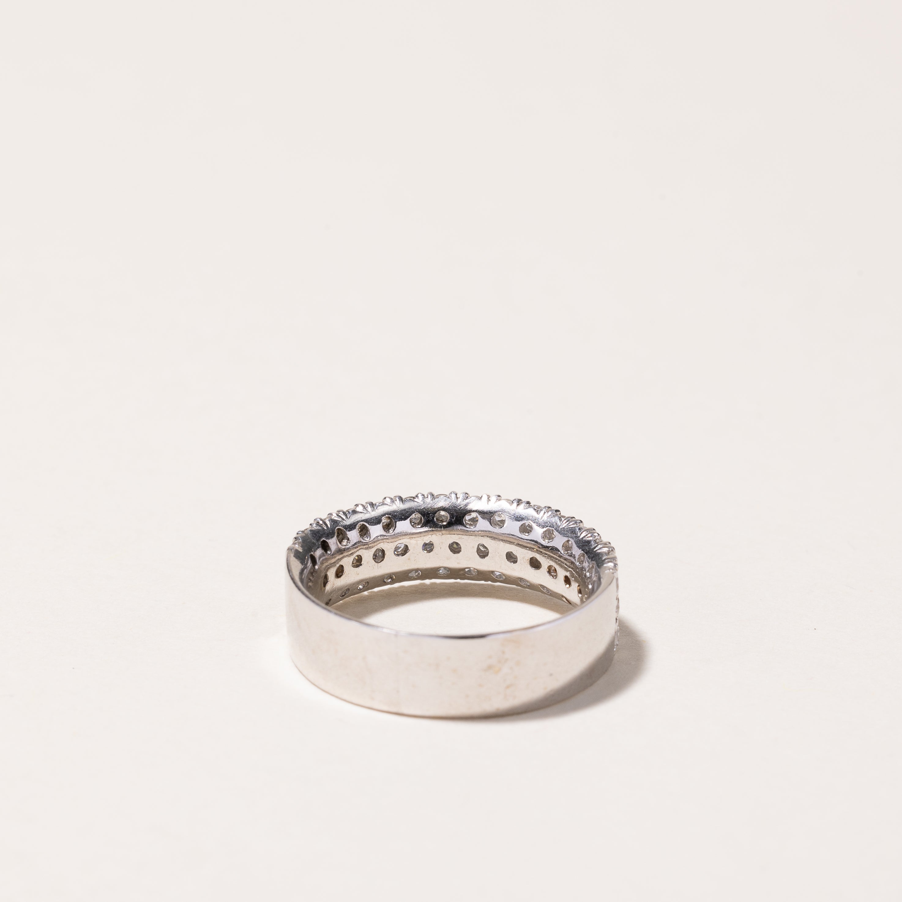 14k White Gold 3 Row Semi Eternity Diamond Band | 1.00ctw | SZ 4