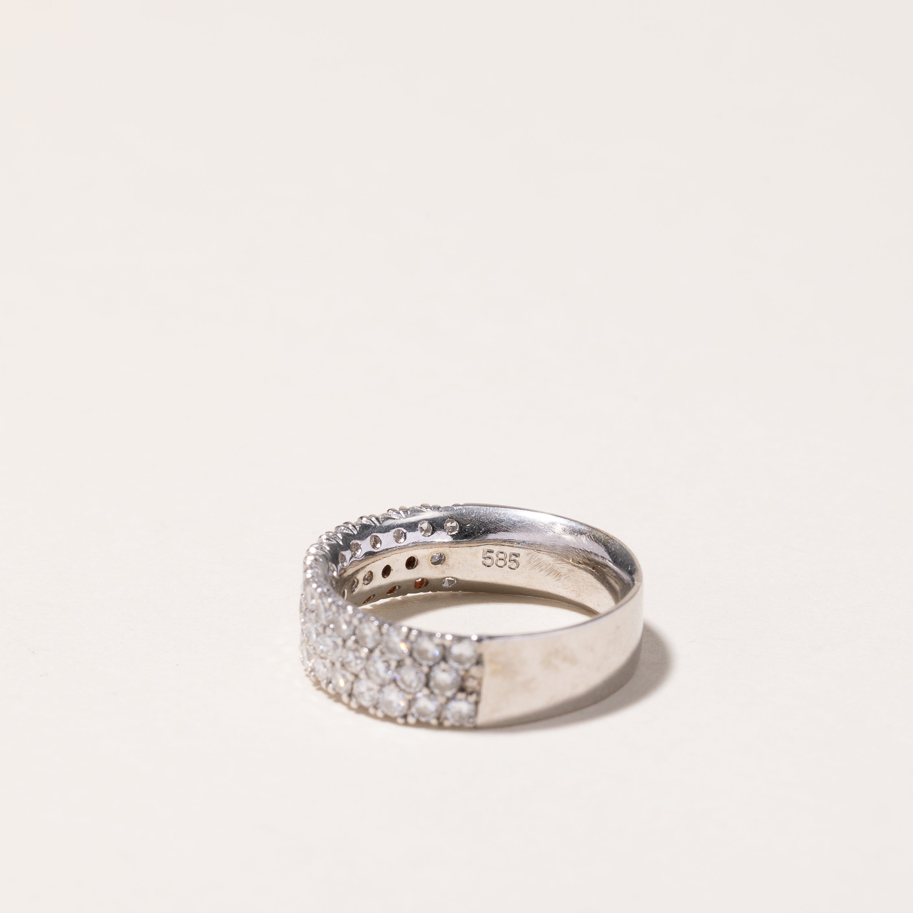 14k White Gold 3 Row Semi Eternity Diamond Band | 1.00ctw | SZ 4
