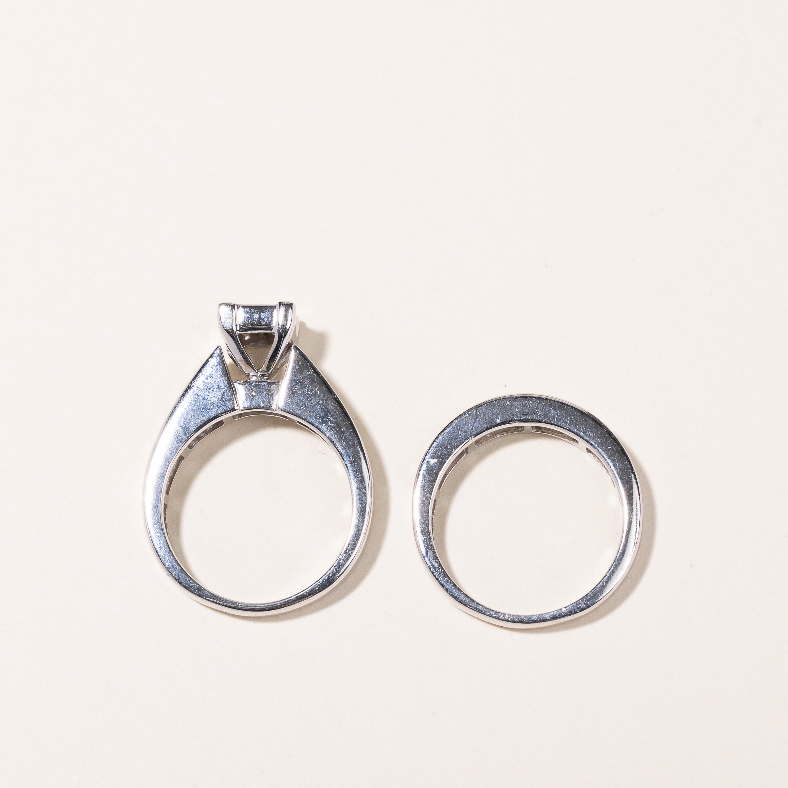 Alliance en or blanc 14 carats et diamants | 0,49 ct et 0,24 ct | Taille 6