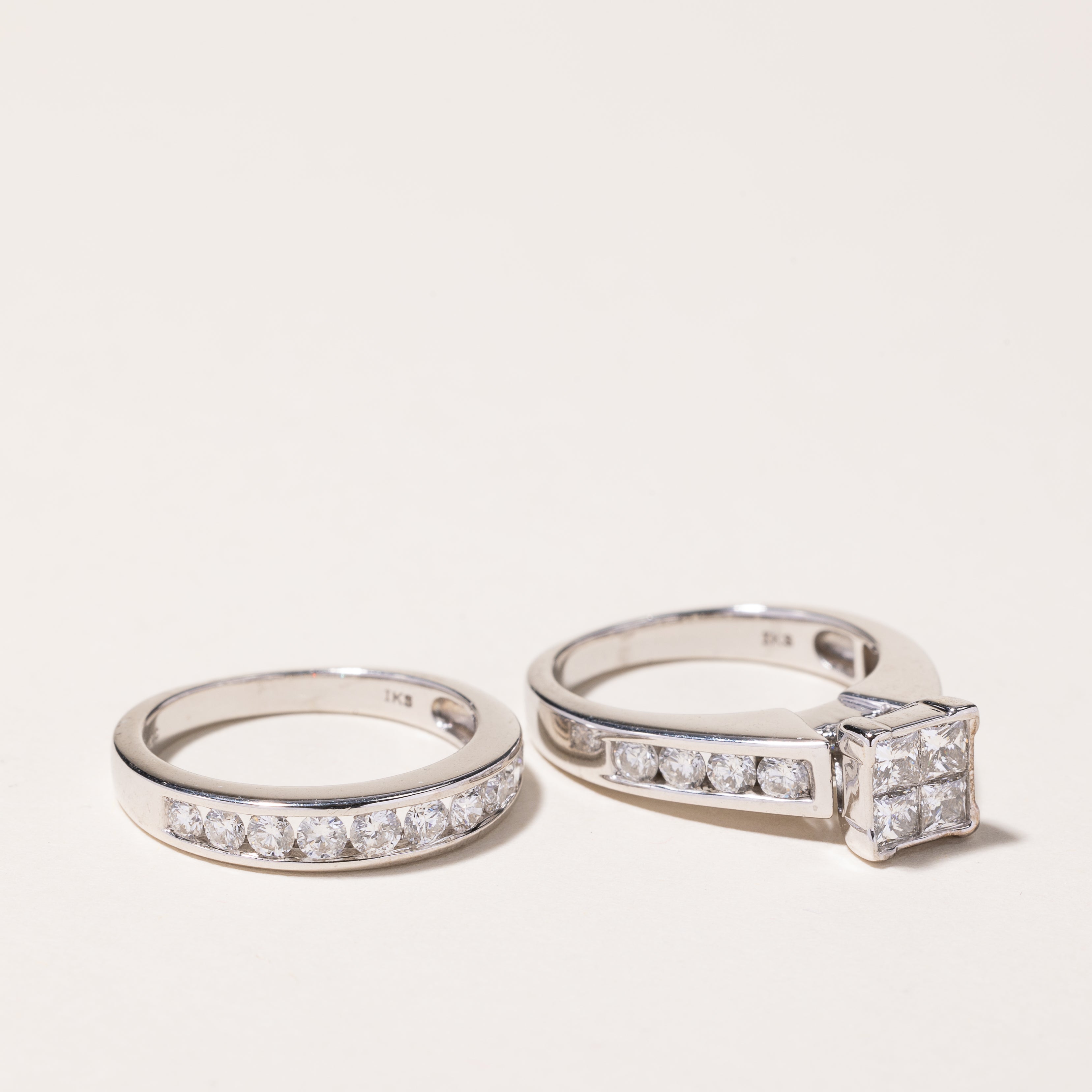 Alliance en or blanc 14 carats et diamants | 0,49 ct et 0,24 ct | Taille 6