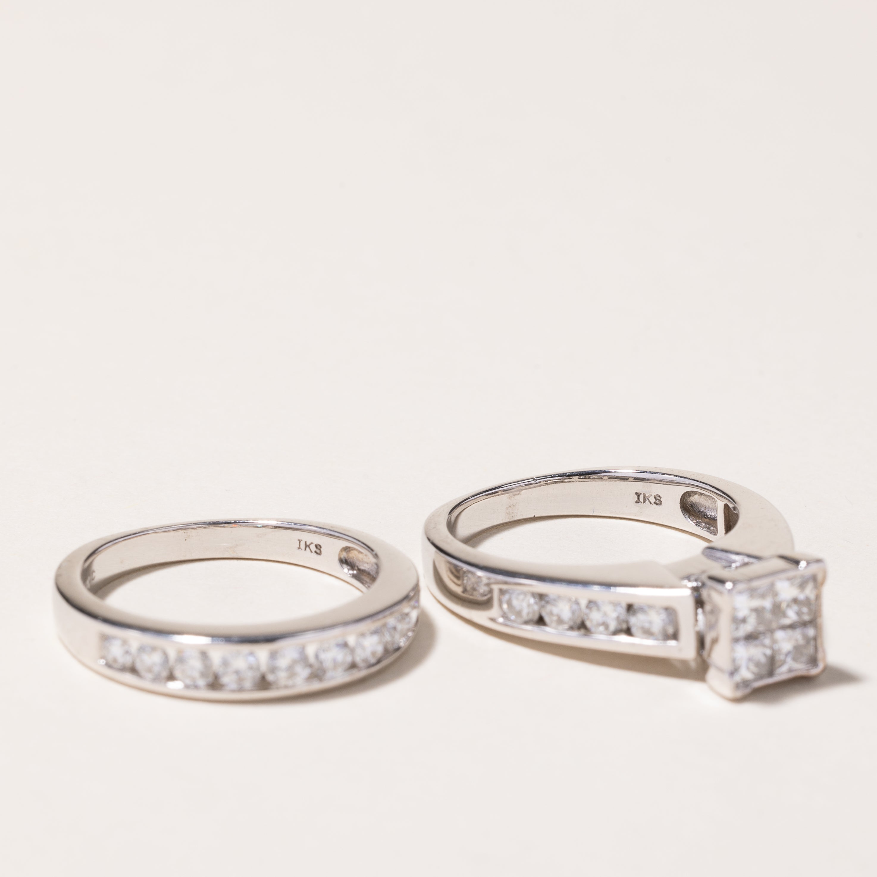 Alliance en or blanc 14 carats et diamants | 0,49 ct et 0,24 ct | Taille 6