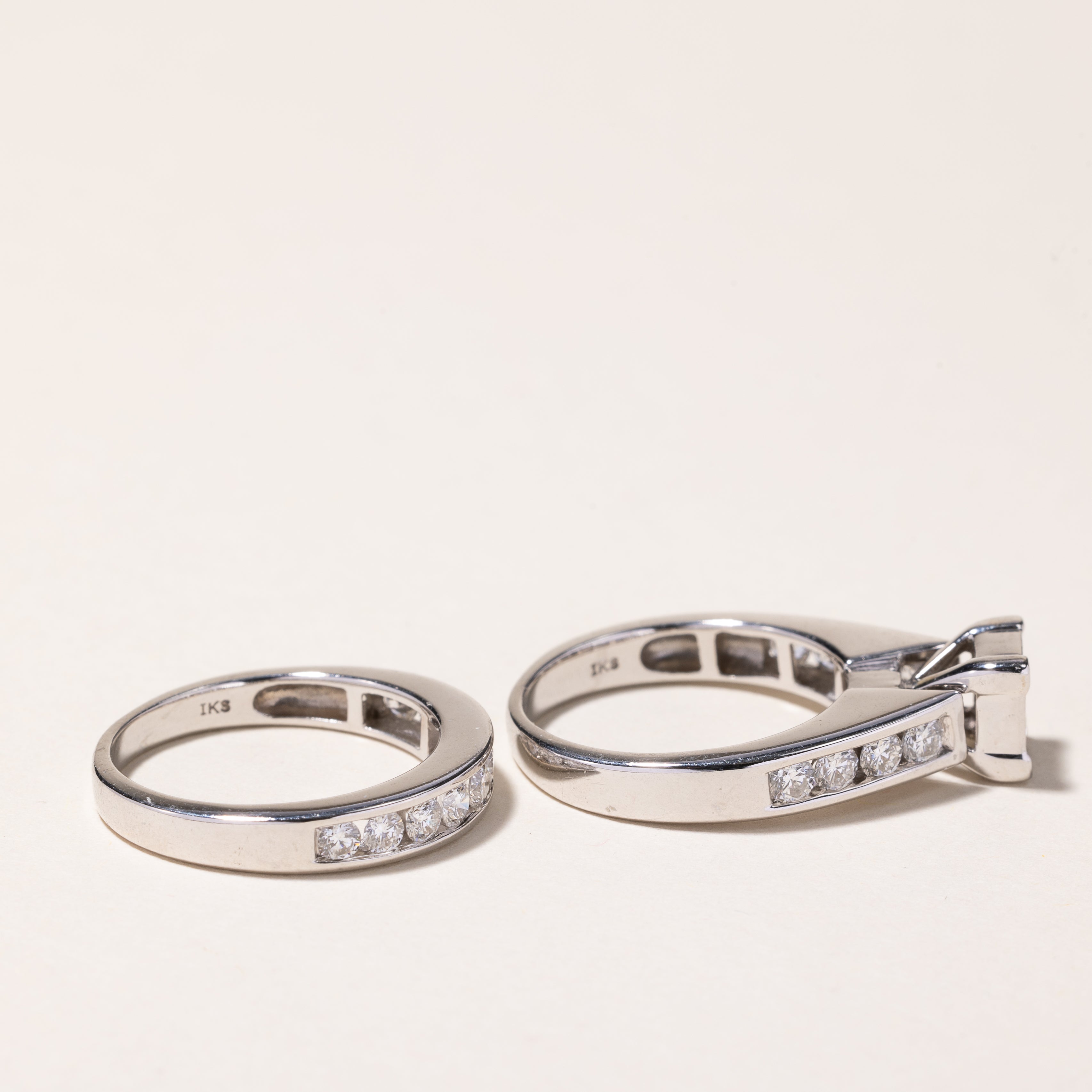 Alliance en or blanc 14 carats et diamants | 0,49 ct et 0,24 ct | Taille 6