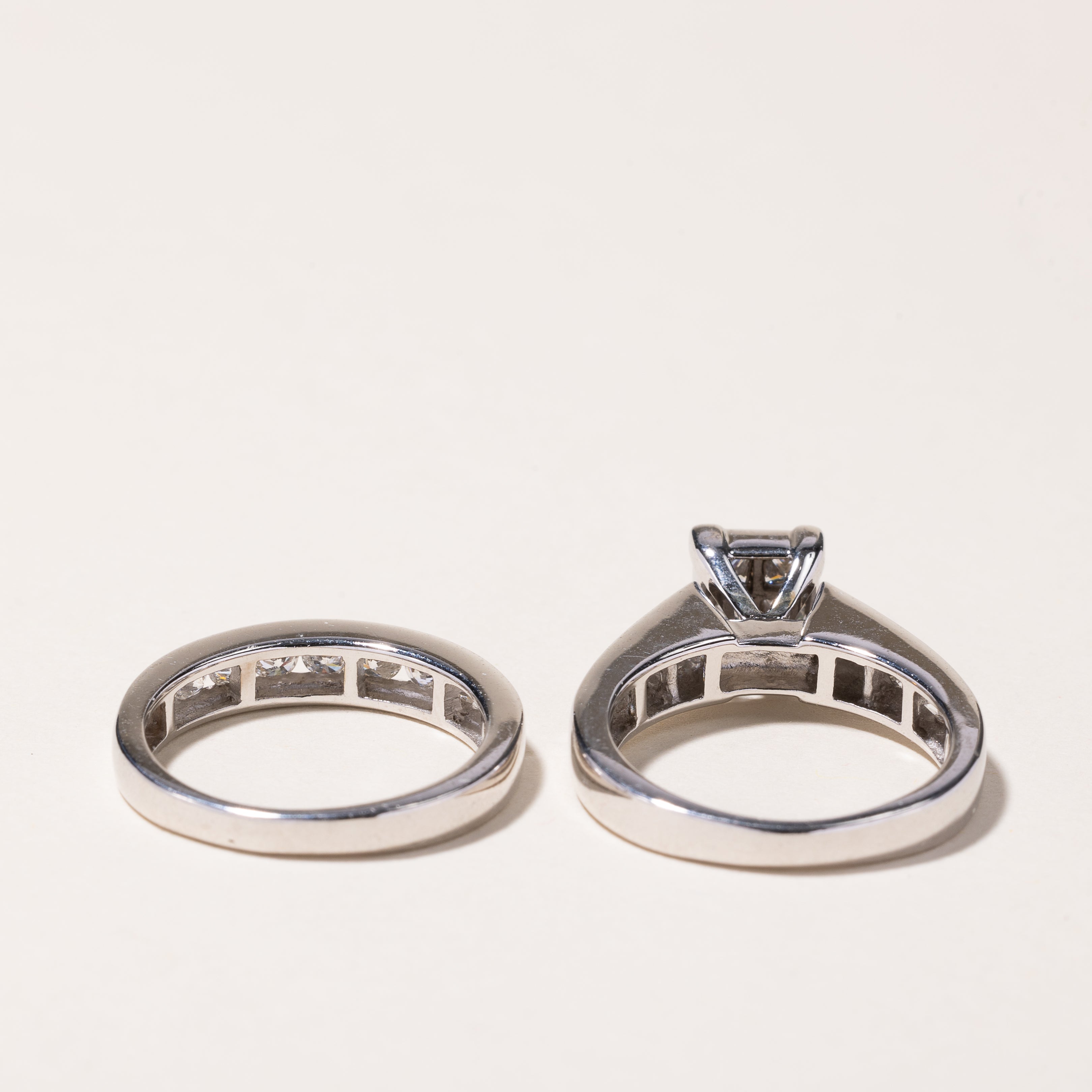 Alliance en or blanc 14 carats et diamants | 0,49 ct et 0,24 ct | Taille 6