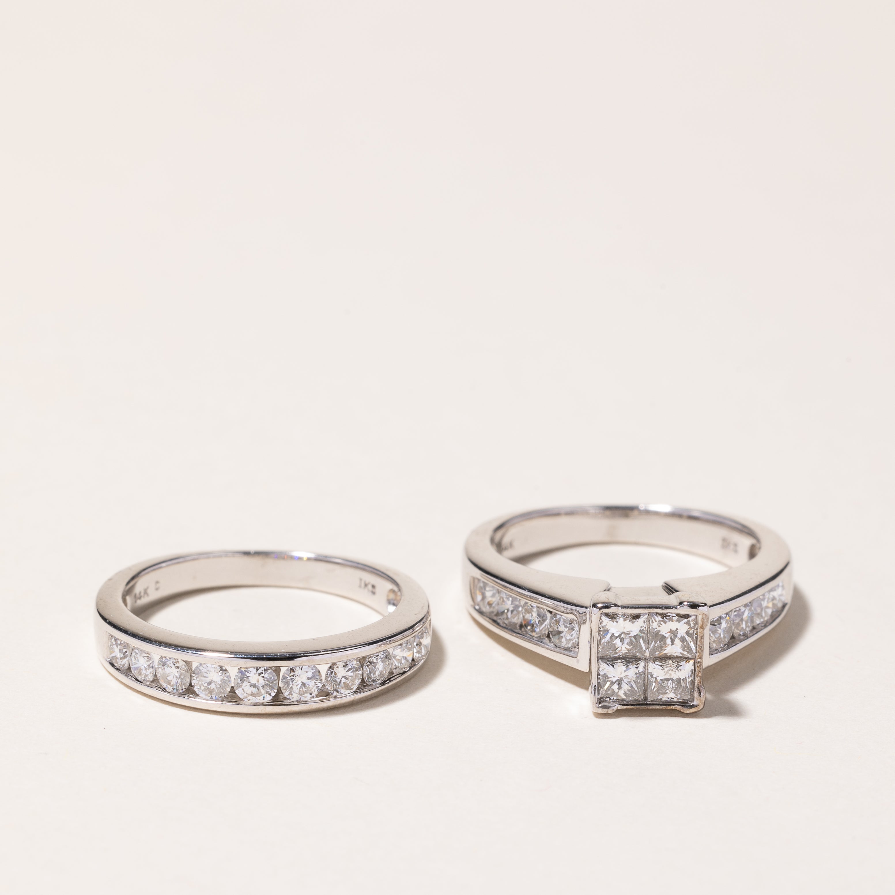 Alliance en or blanc 14 carats et diamants | 0,49 ct et 0,24 ct | Taille 6