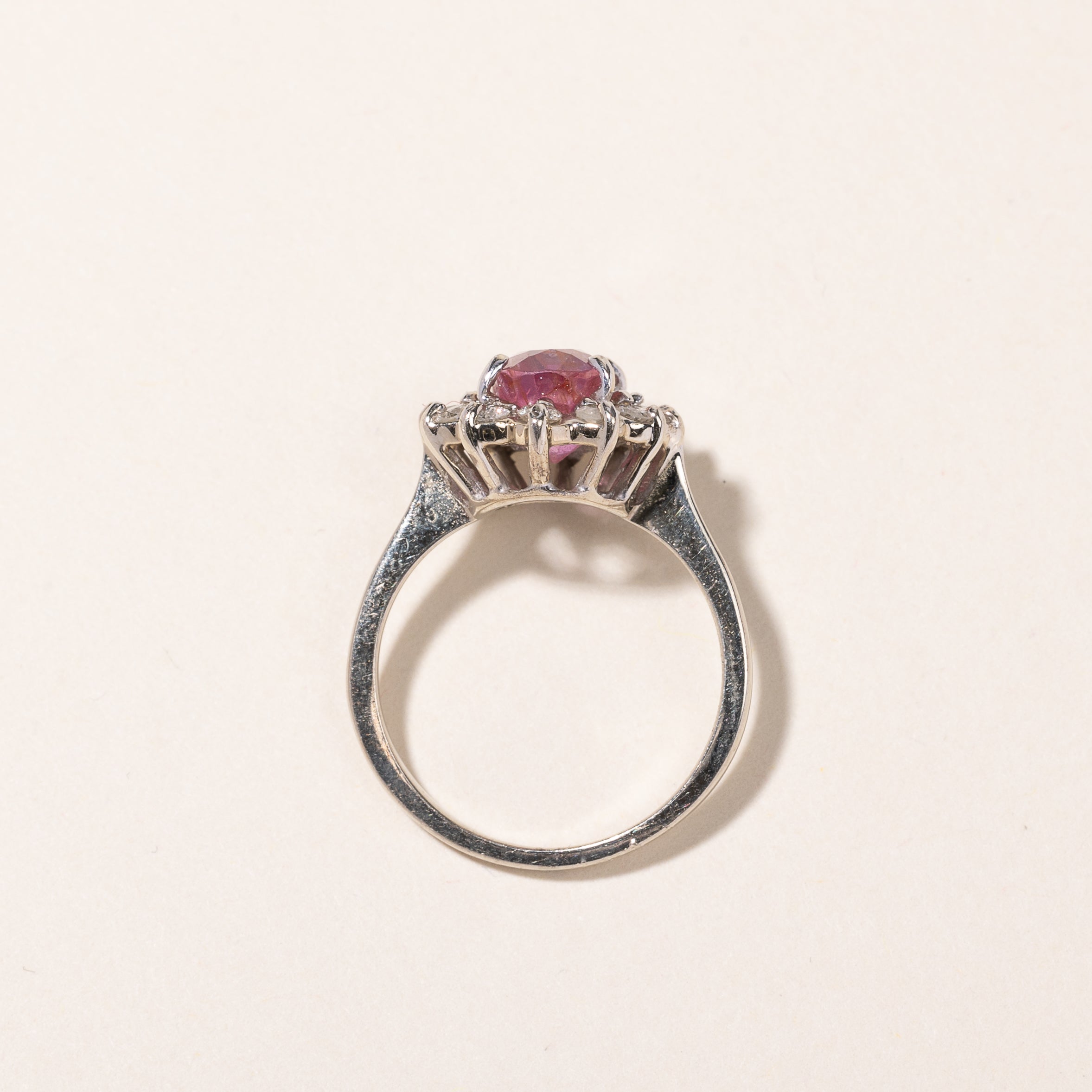 14k White Gold Pink Sapphire & Diamond Ring | 2.24ct, 0.45ctw | SZ 6.25