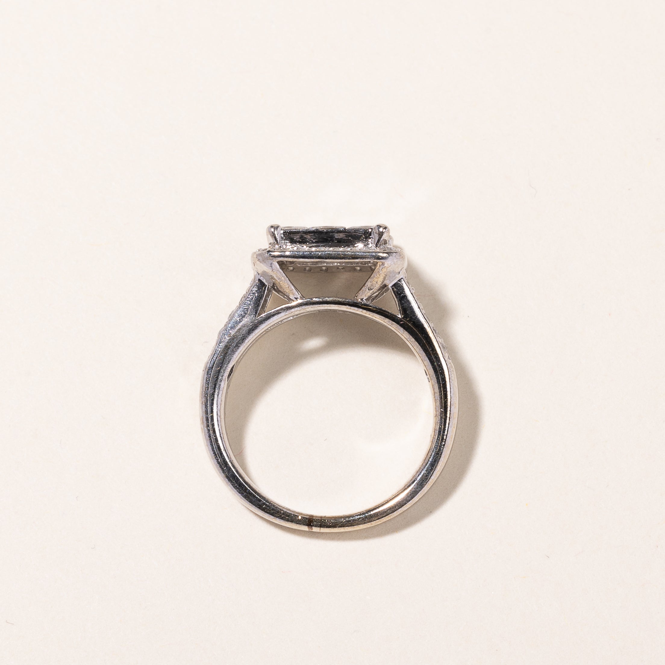 14k White Gold Princess Cut Cluster Diamond Engagement Ring | 1.83ctw | SZ 4.75