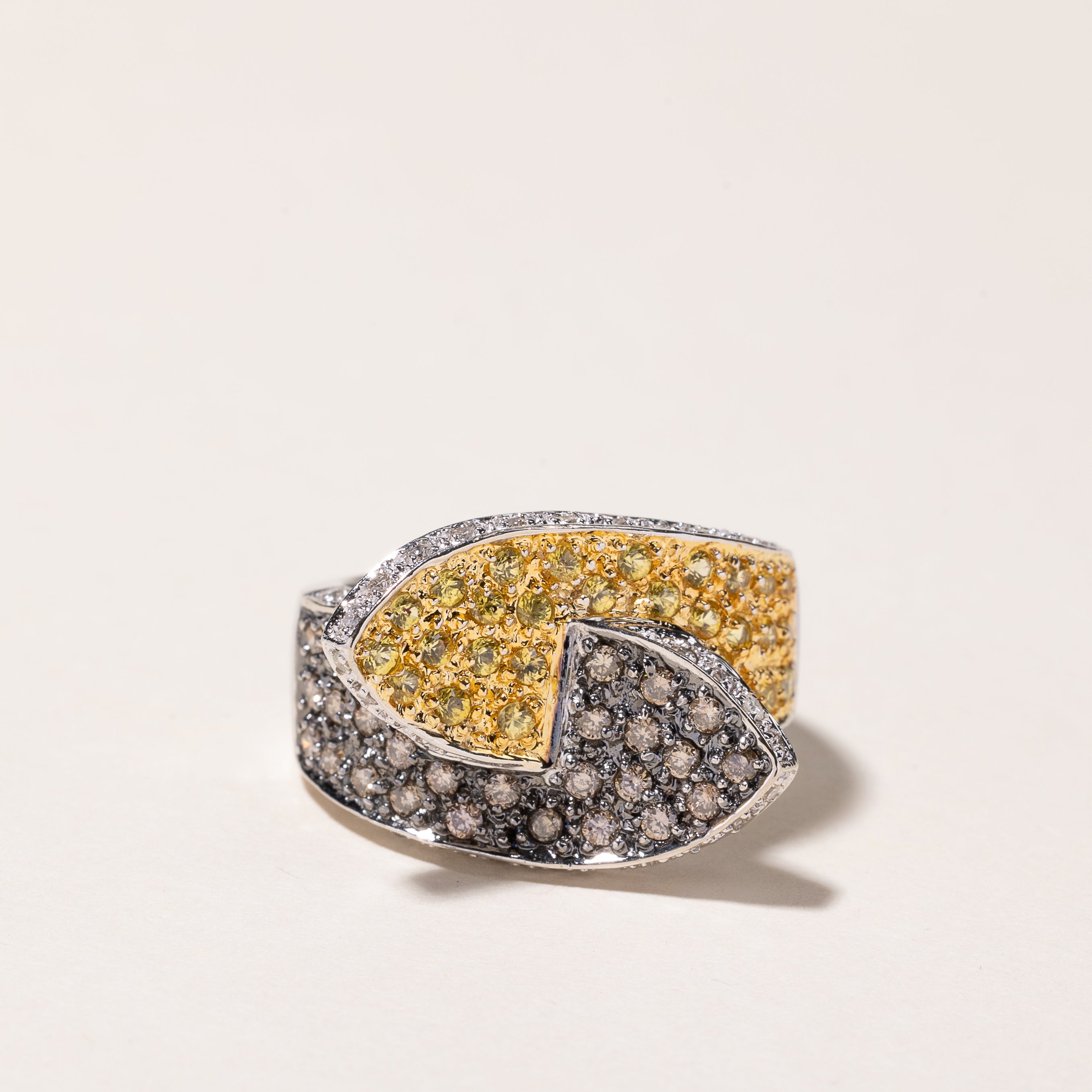 14k White Gold Yellow Sapphire & Diamond Ring | 0.43ctw, 0.70ctw | SZ 6