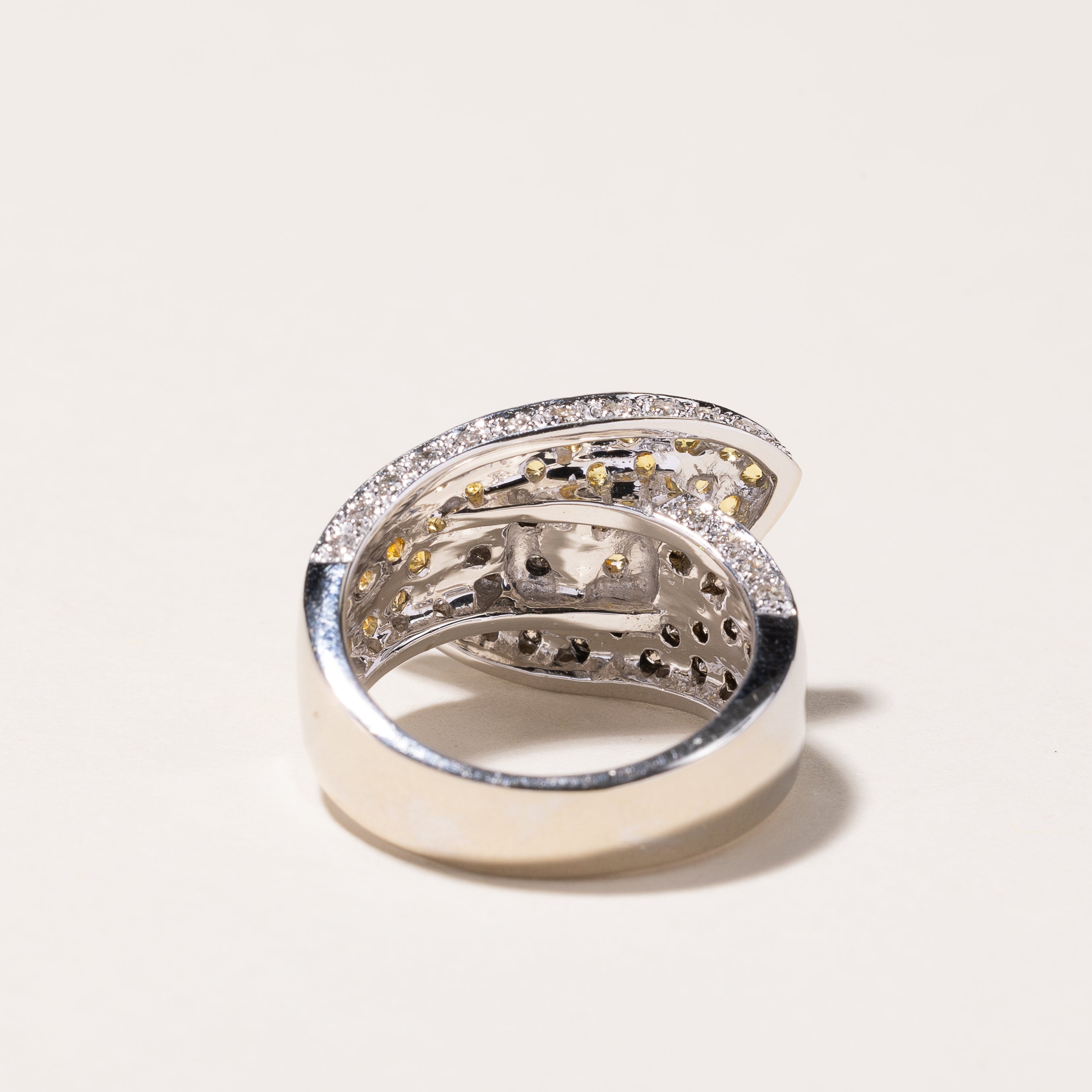 14k White Gold Yellow Sapphire & Diamond Ring | 0.43ctw, 0.70ctw | SZ 6