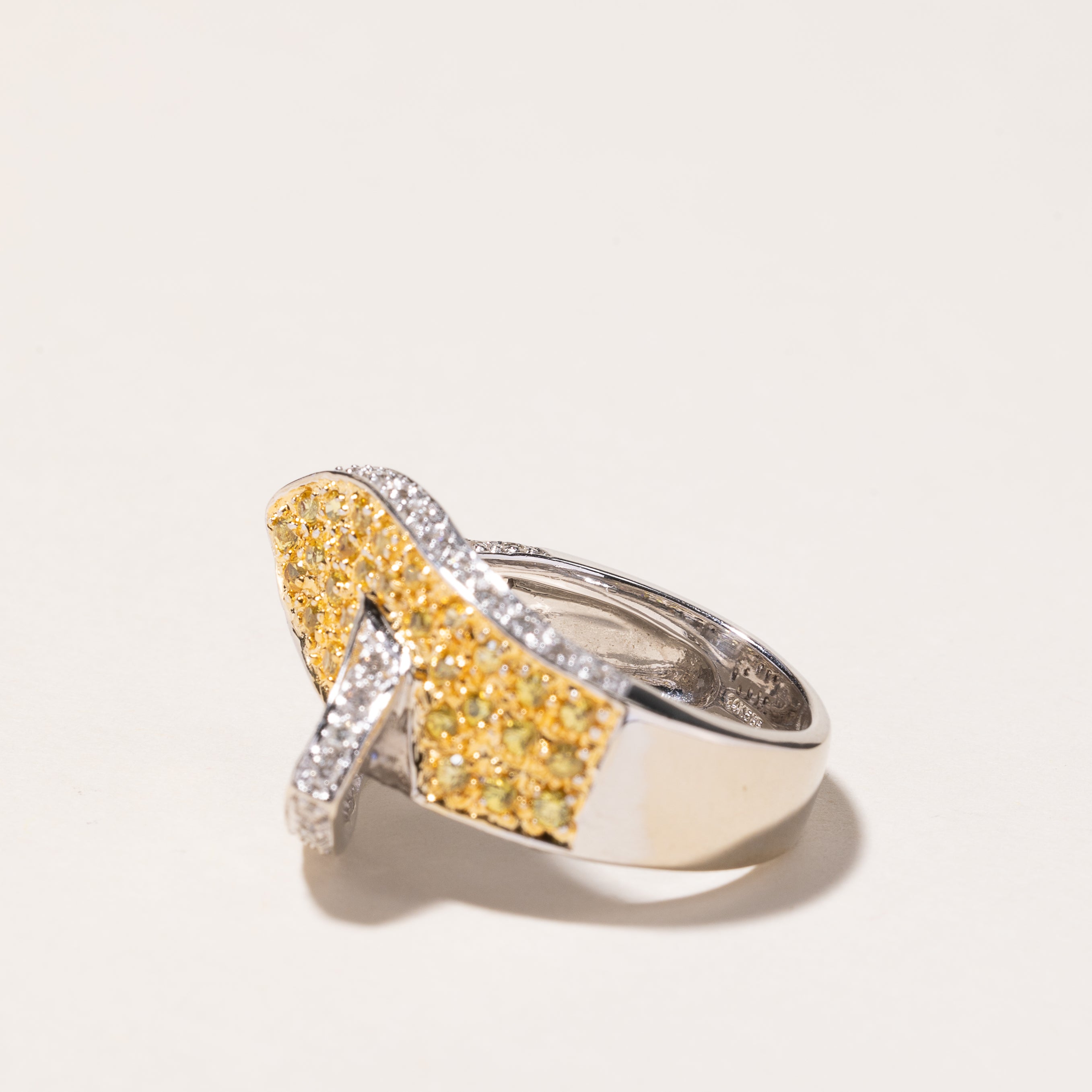 14k White Gold Yellow Sapphire & Diamond Ring | 0.43ctw, 0.70ctw | SZ 6