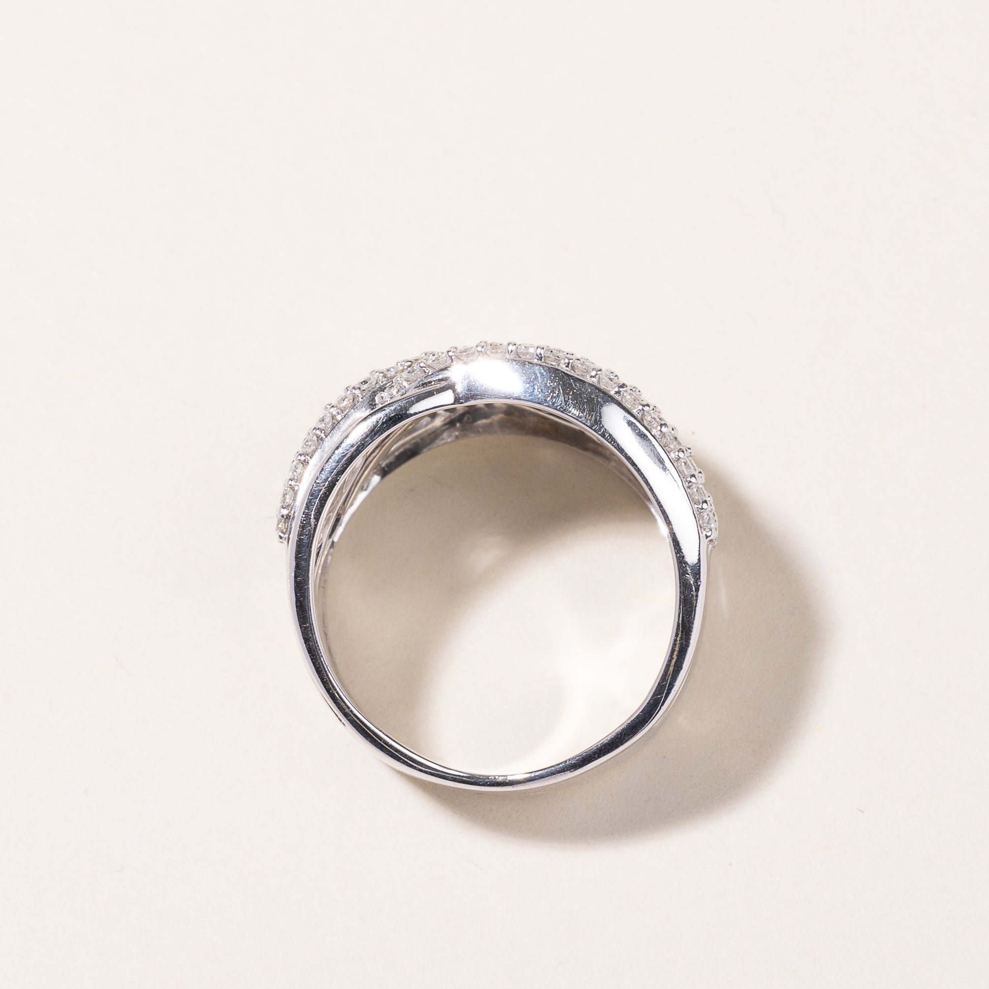 Bague en or blanc 10 carats et diamants | 1,27 ct | Taille 5,5