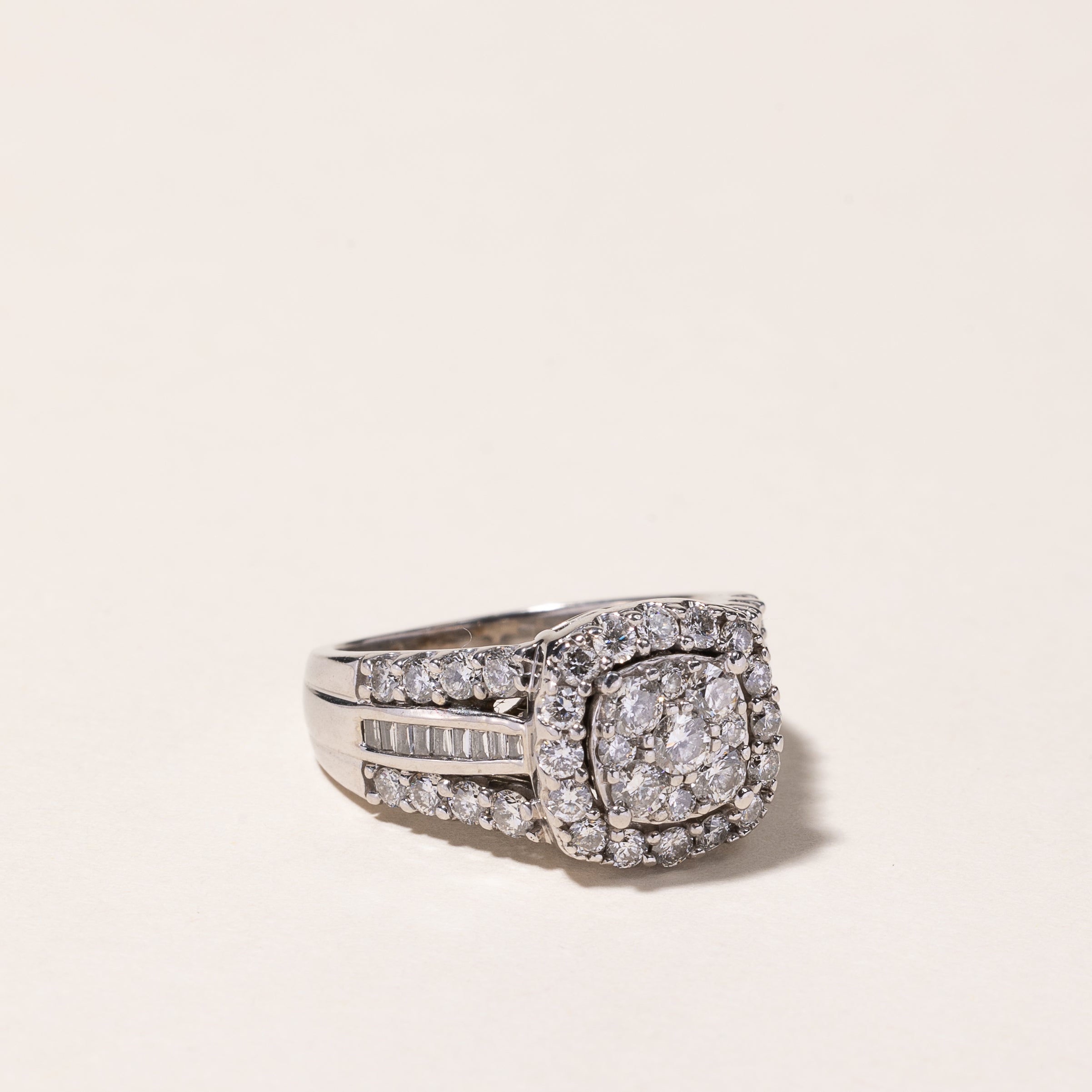 10k White Gold Cushion Shaped Diamond Ring | 1.48ctw | SZ 5.5