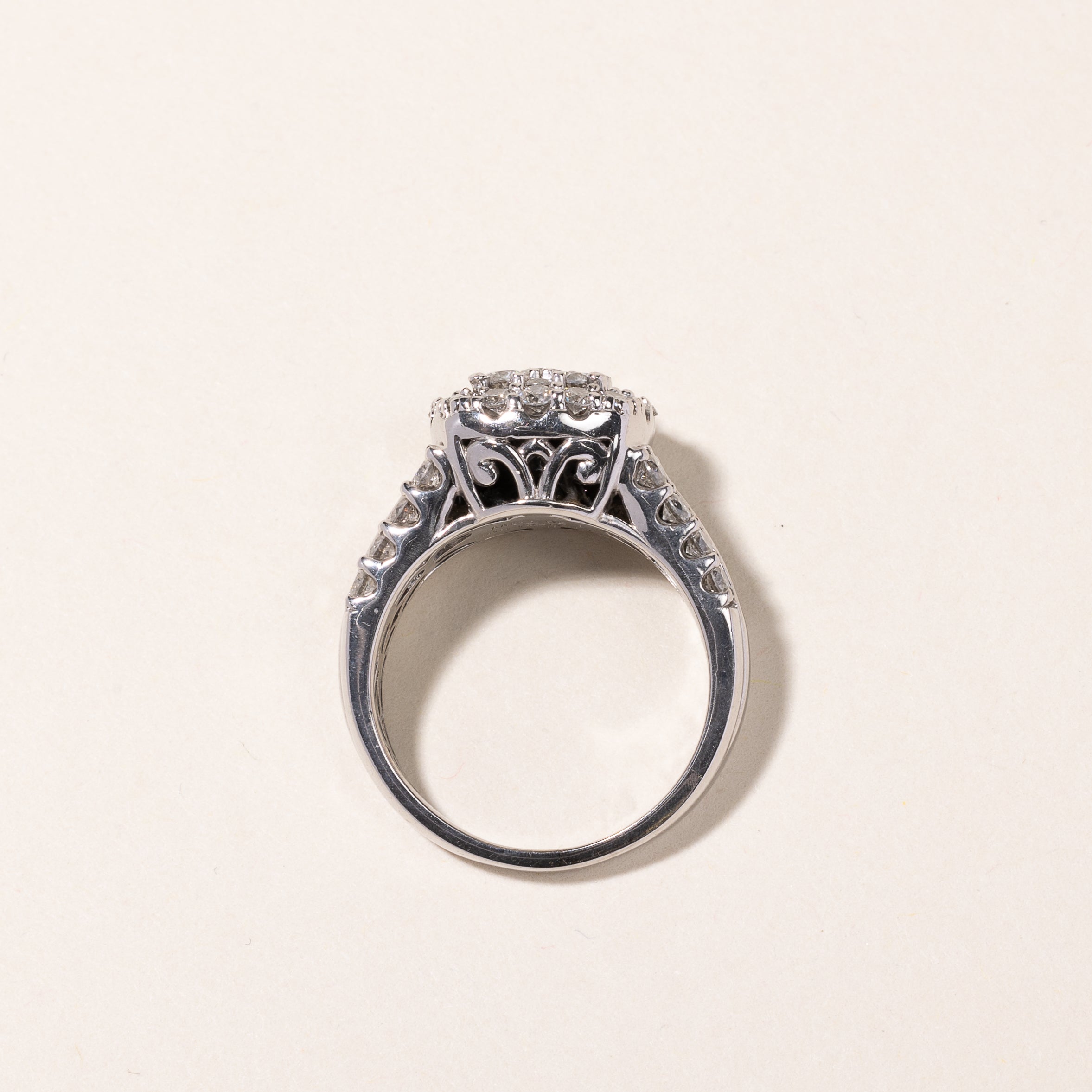 10k White Gold Cushion Shaped Diamond Ring | 1.48ctw | SZ 5.5