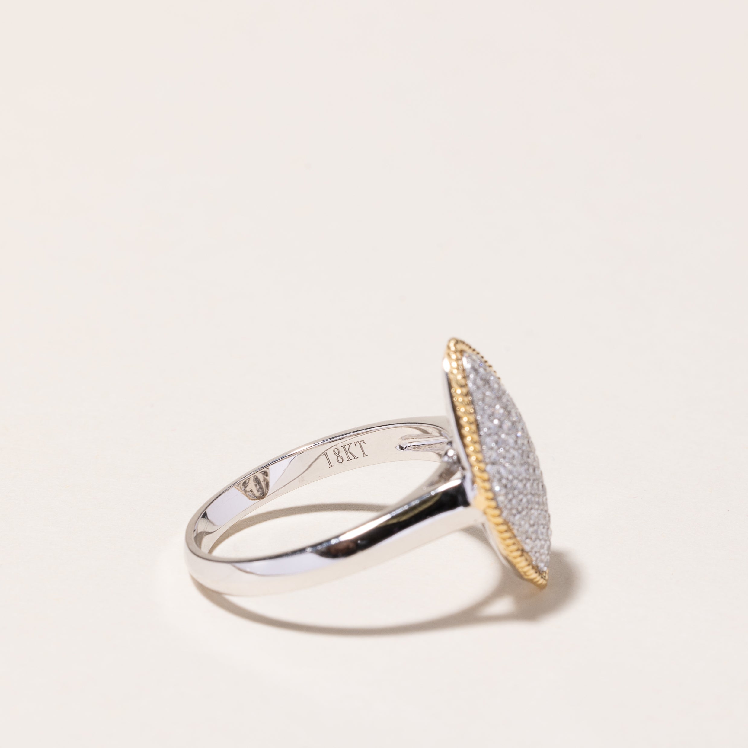 18k Two Tone Gold Marquise Shaped Diamond Ring | 0.56ctw | SZ 7