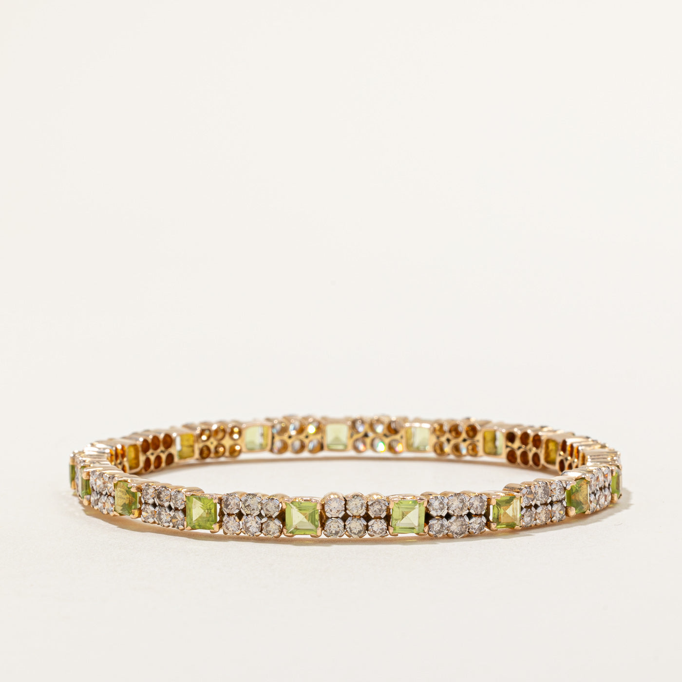 Peridot & Diamond Bangle | 7.14ctw, 4.87ctw | 8" |