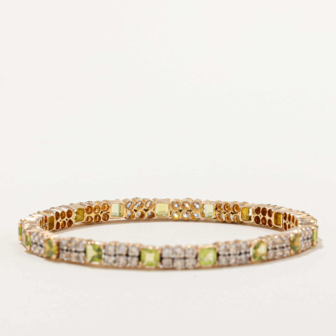 Peridot & Diamond Bangle | 7.14ctw, 4.87ctw | 8" |