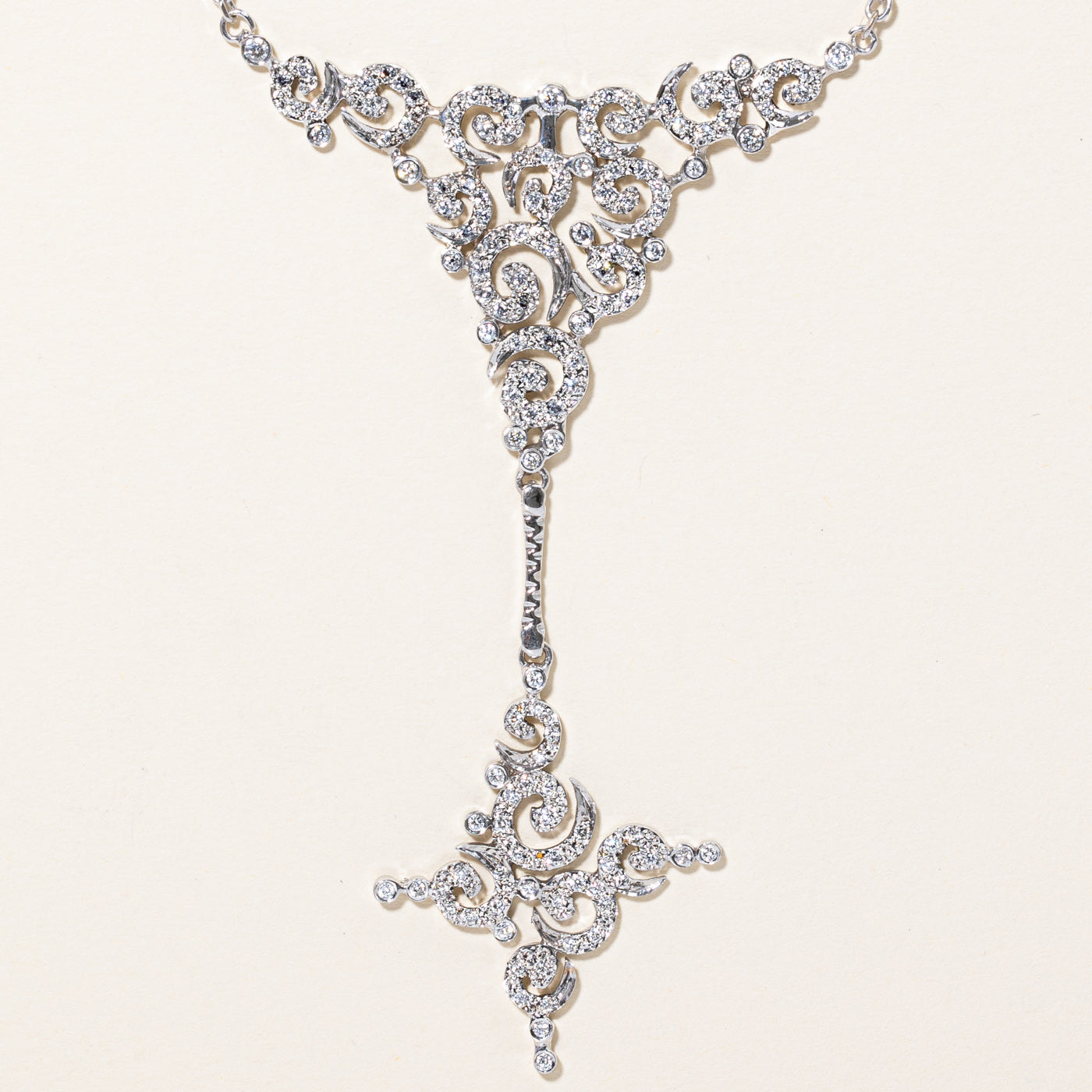 Ornate Diamond Drop Pendant Necklace | 2.03ctw | 14" |