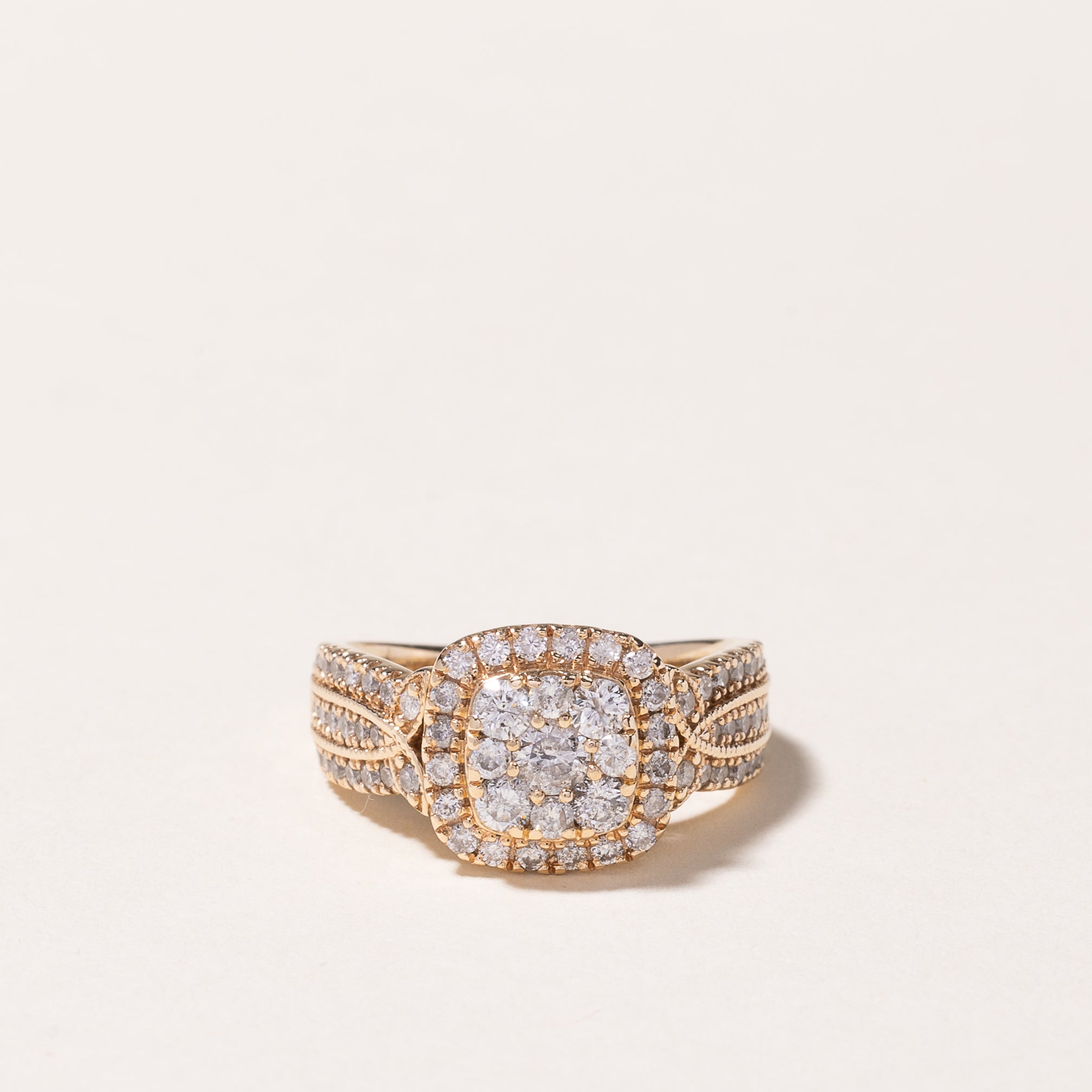 10k Yellow Gold Cluster Diamond Ring | 1.00ctw | SZ 4.25