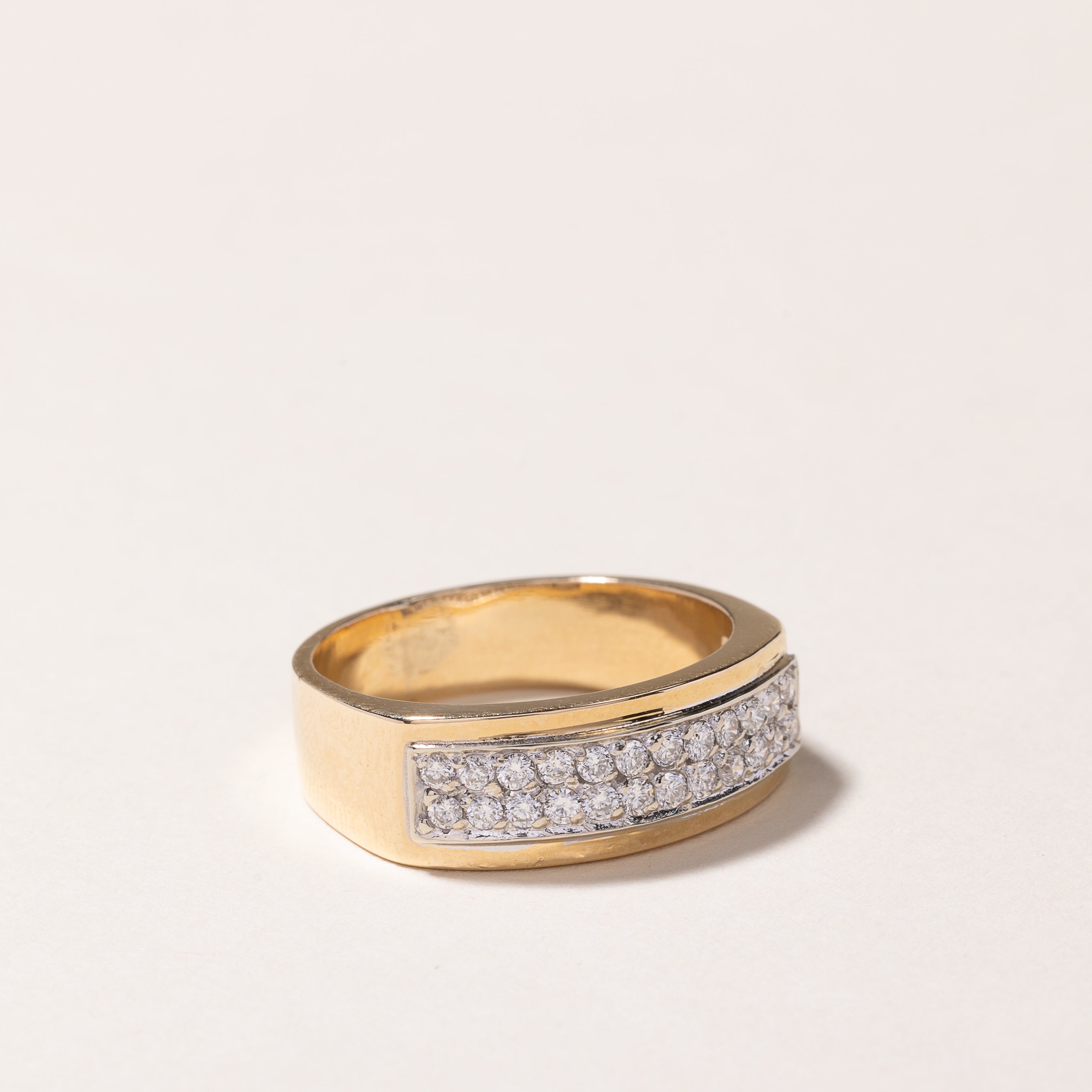 14k Yellow Gold Double Row Diamond Band | 0.48ctw | SZ 9