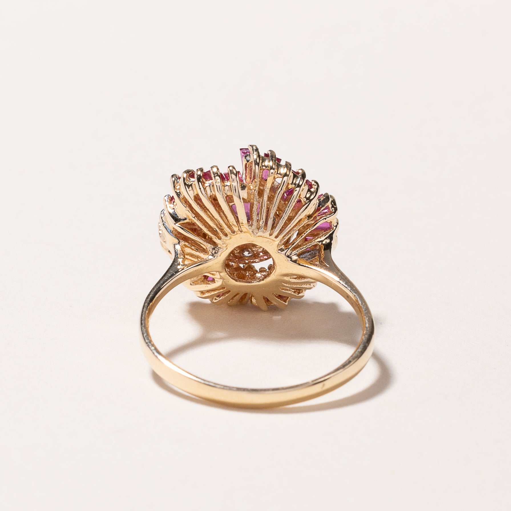 14k Yellow Gold Ruby & Diamond Ring | 1.53ctw, 0.16ctw | SZ 6.5